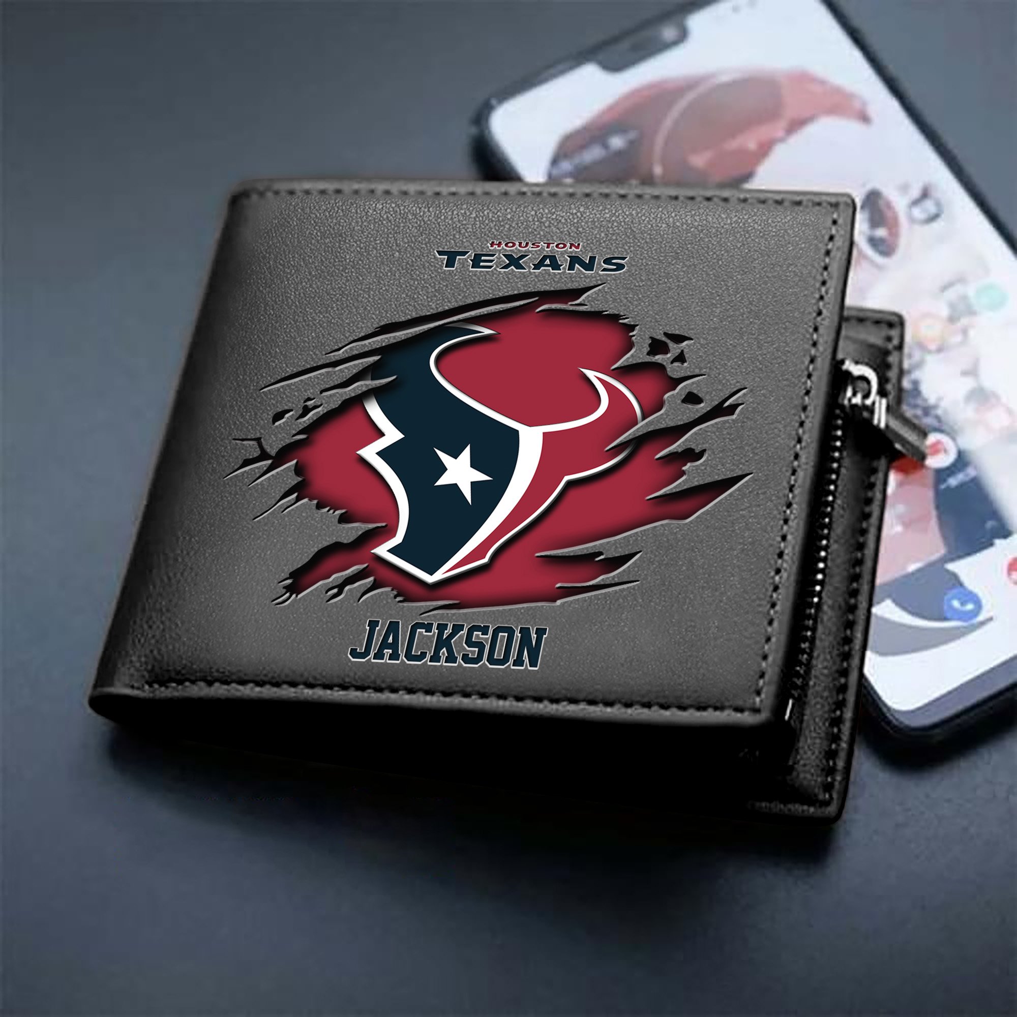 Houston Texans Men Wallet 2024 Version Personalized Your Name, Sport Wallet For Fans, Gifts For Him ETHY-61597