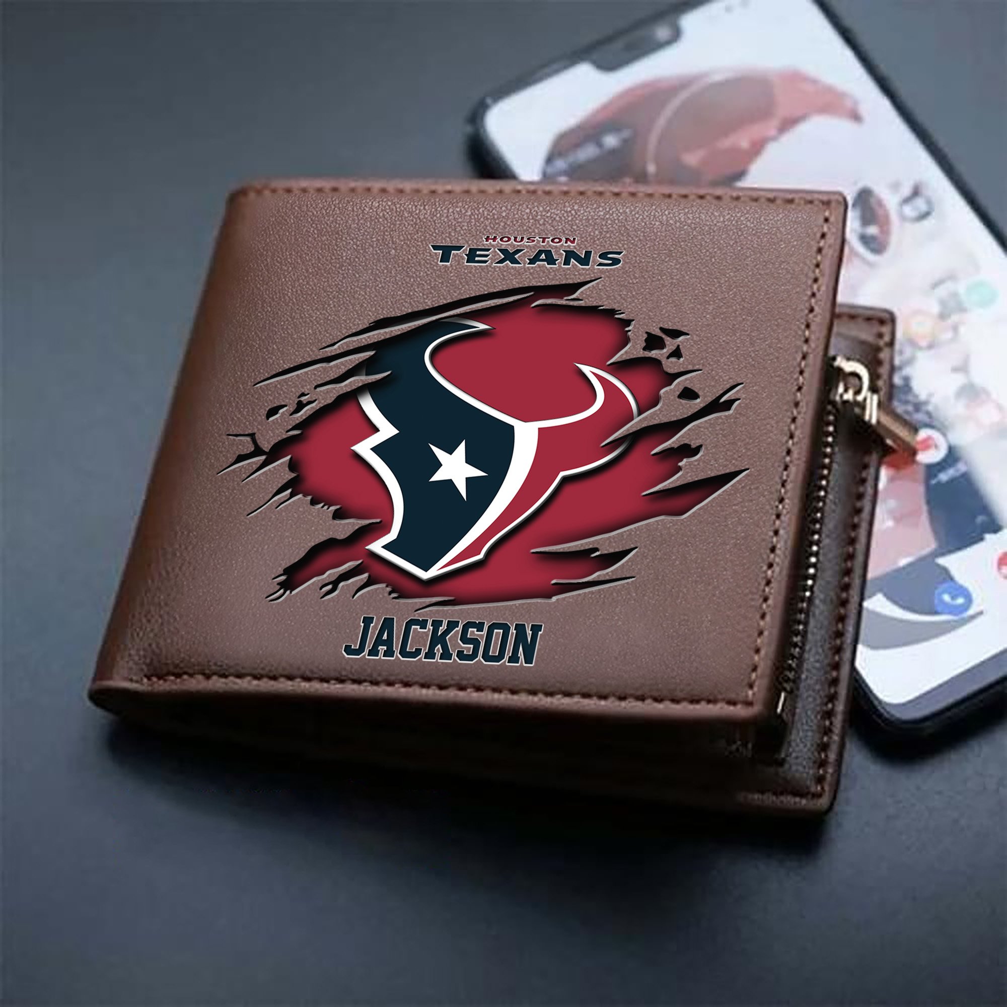 Alternative view of Houston Texans Men Wallet 2024 Version Personalized Your Name, Sport Wallet For Fans, Gifts For Him ETHY-61597