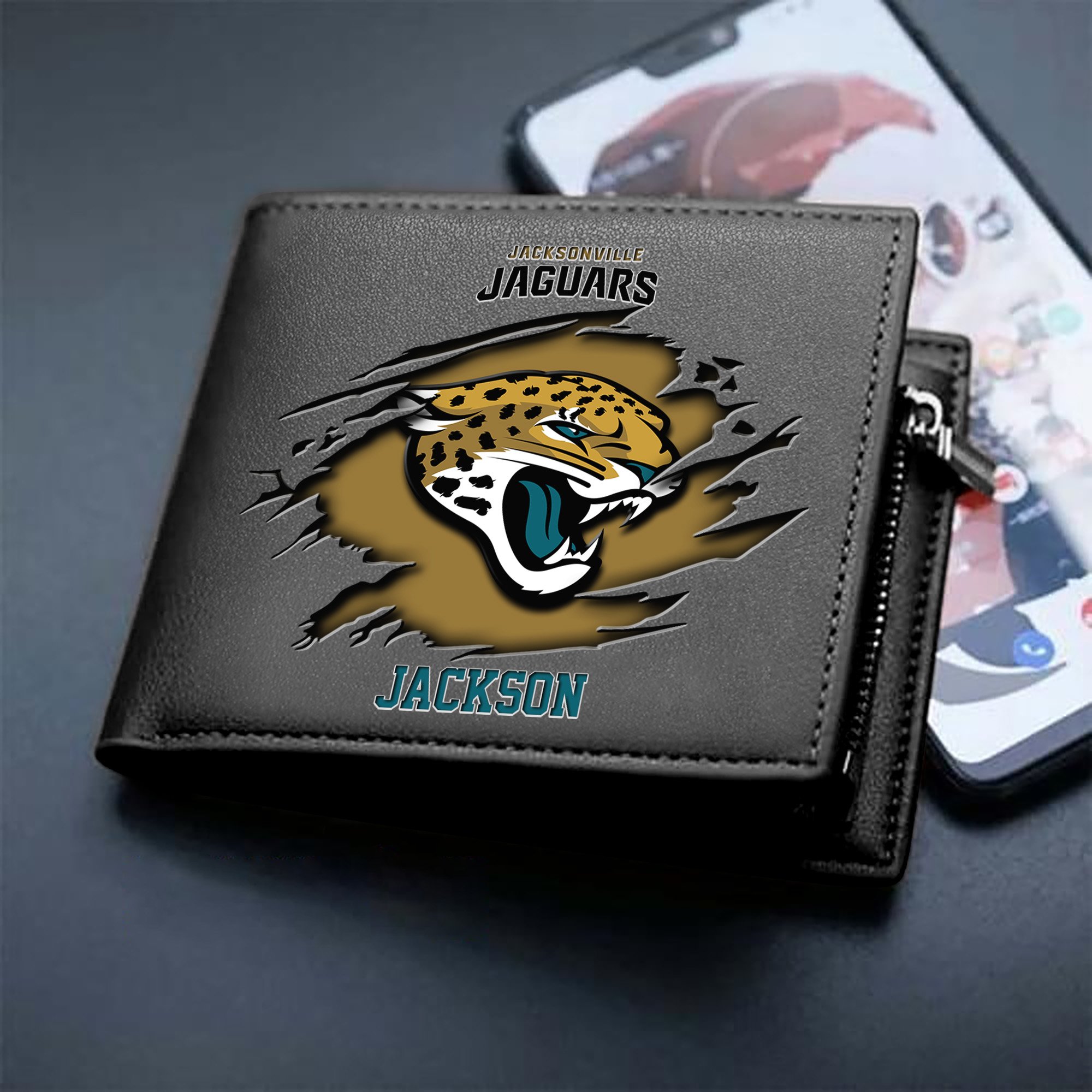Jacksonville Jaguars Men Wallet 2024 Version Personalized Your Name, Sport Wallet For Fans, Gifts For Him ETHY-61597