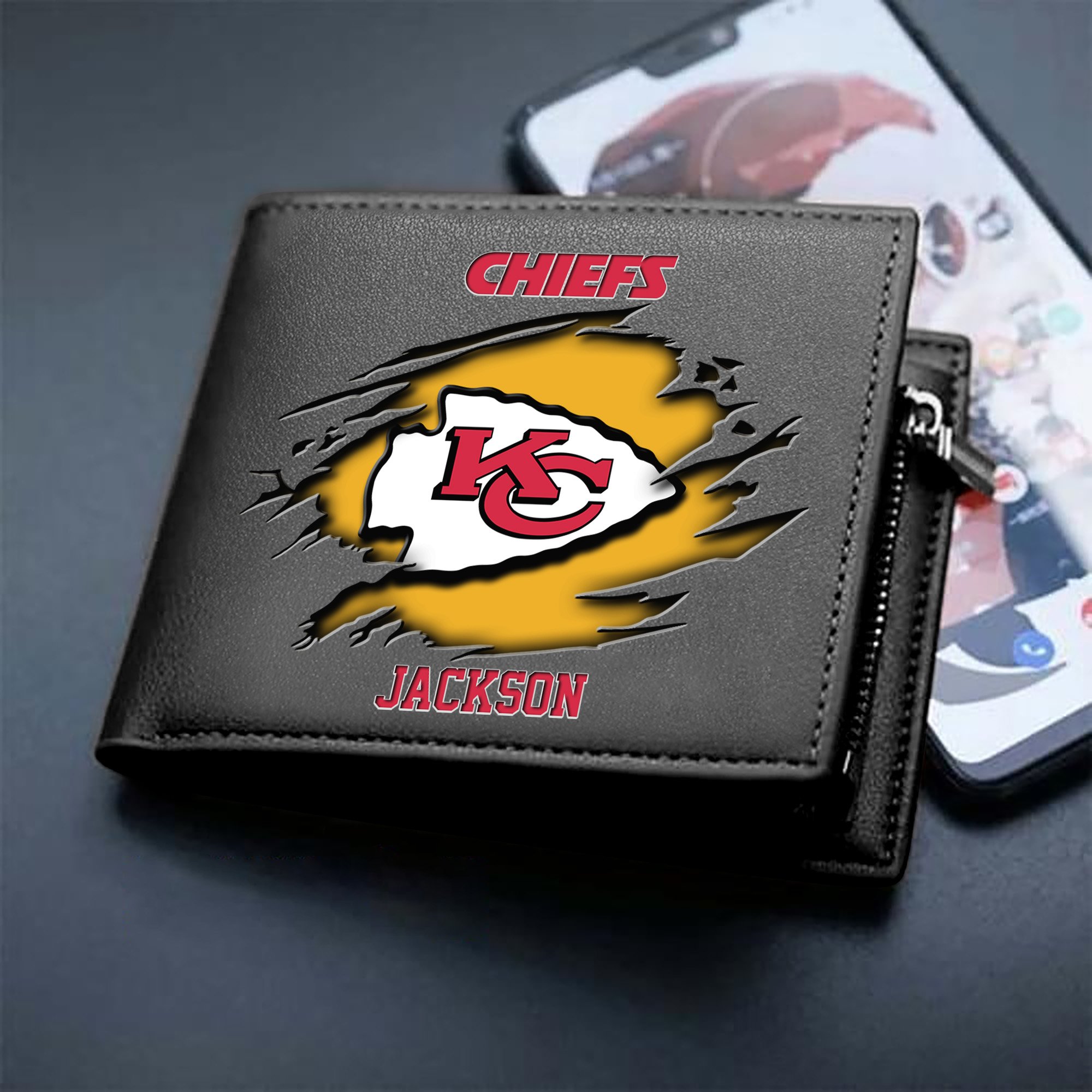 Kansas City Chiefs Men Wallet 2024 Version Personalized Your Name, Sport Wallet For Fans, Gifts For Him ETHY-61597