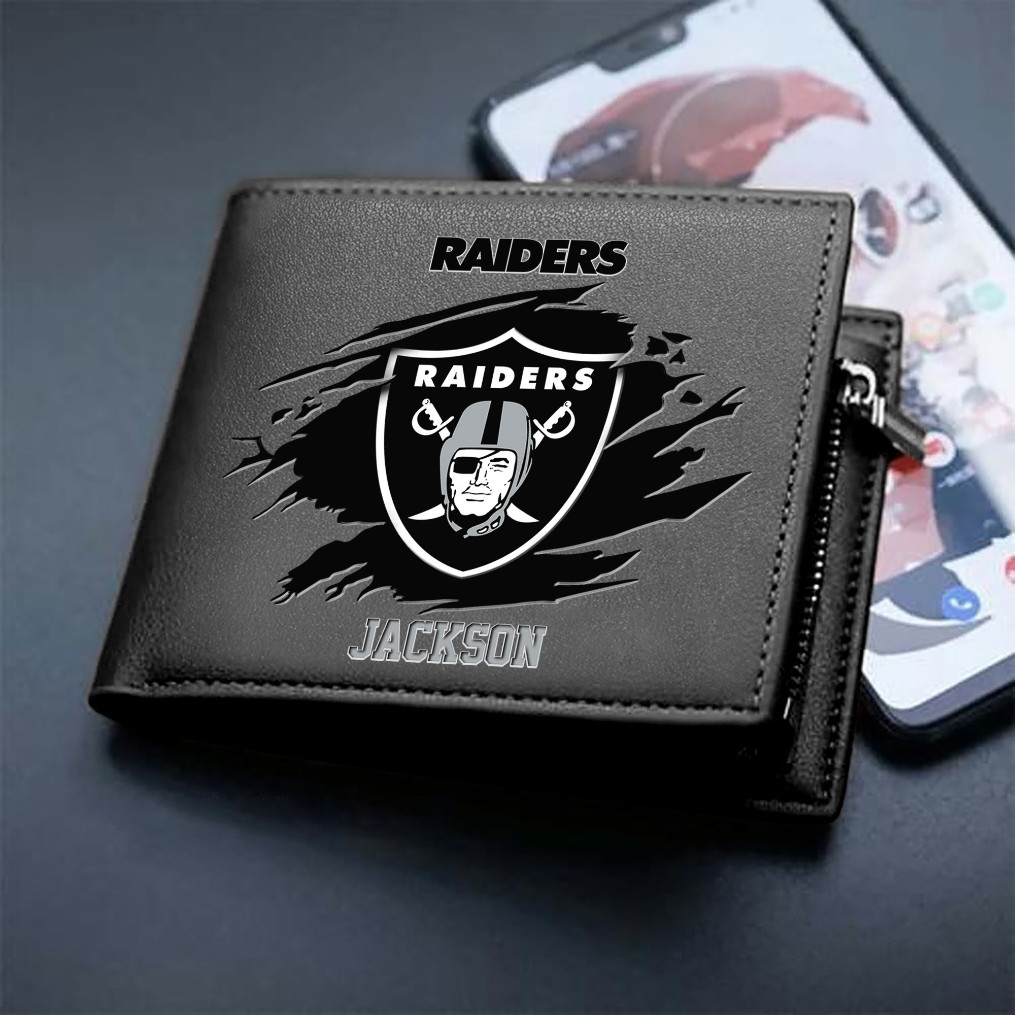 Las Vegas Raiders Men Wallet 2024 Version Personalized Your Name, Sport Wallet For Fans, Gifts For Him ETHY-61597