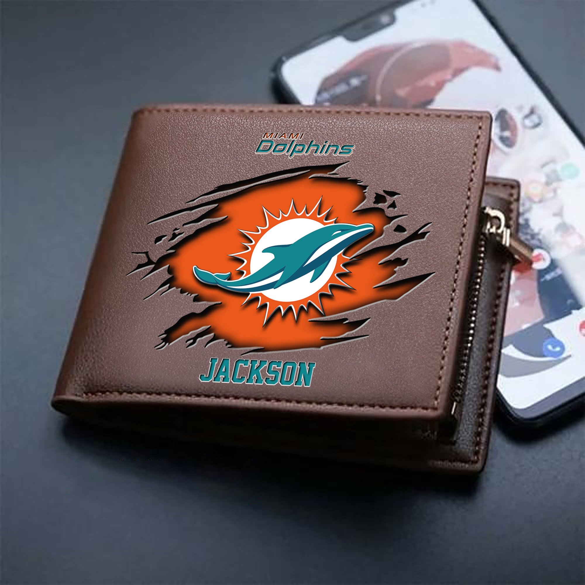Alternative view of Miami Dolphins Men Wallet 2024 Version Personalized Your Name, Sport Wallet For Fans, Gifts For Him ETHY-61597