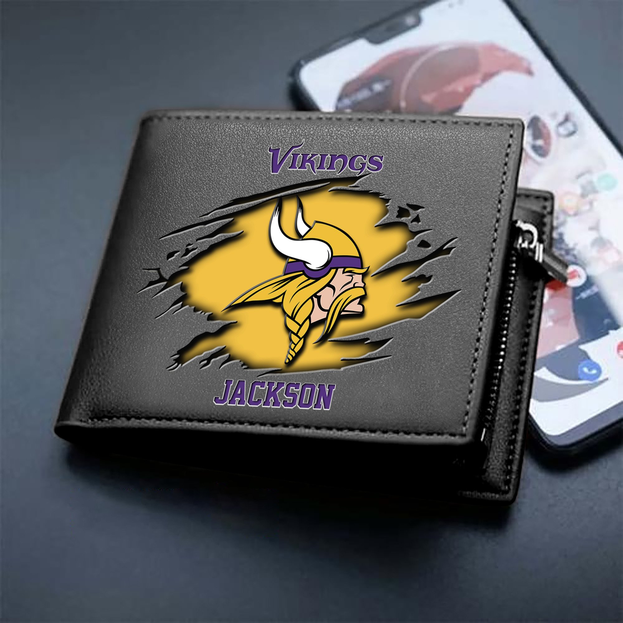 Minnesota Vikings Men Wallet 2024 Version Personalized Your Name, Sport Wallet For Fans, Gifts For Him ETHY-61597