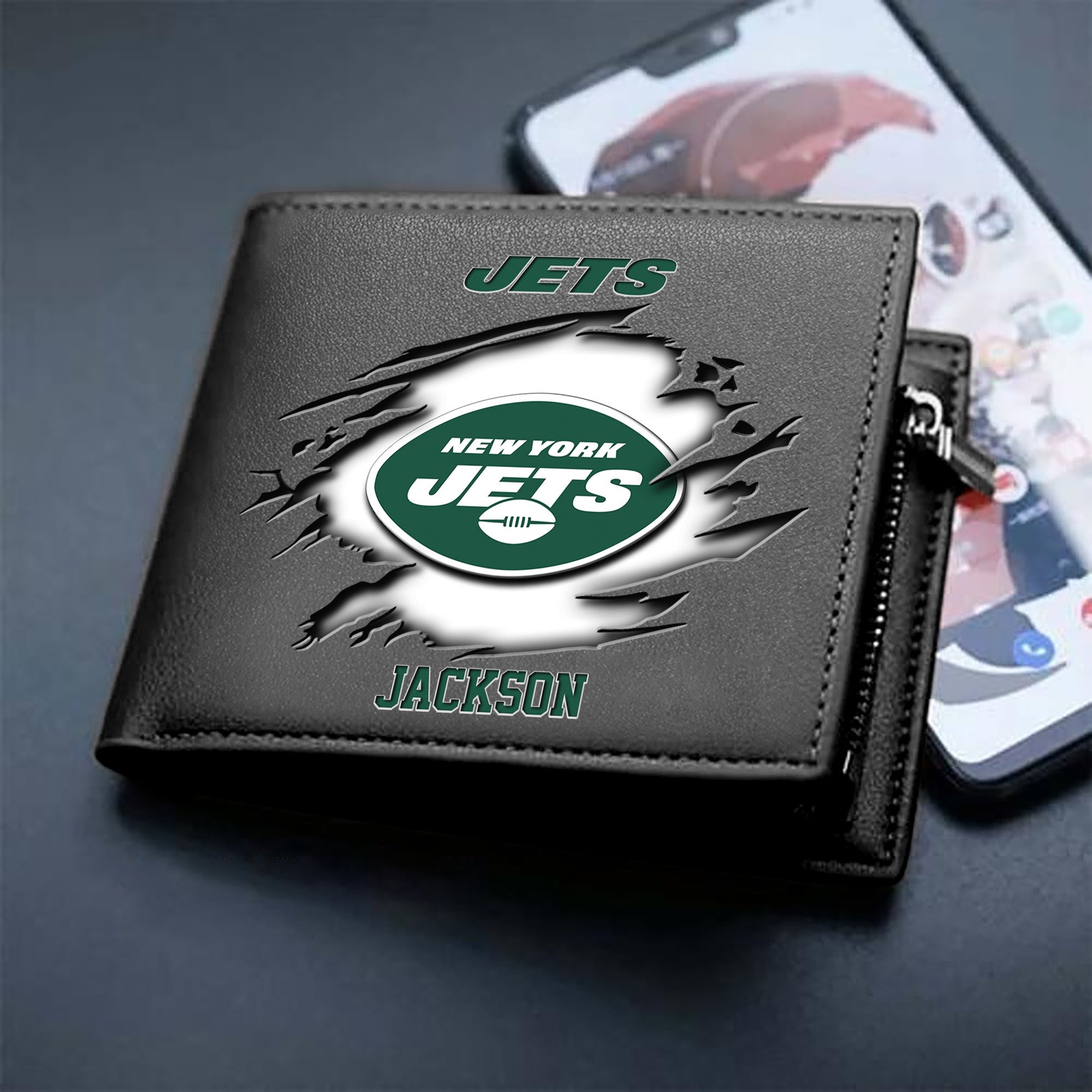 New York Jets Men Wallet 2024 Version Personalized Your Name, Sport Wallet For Fans, Gifts For Him ETHY-61597