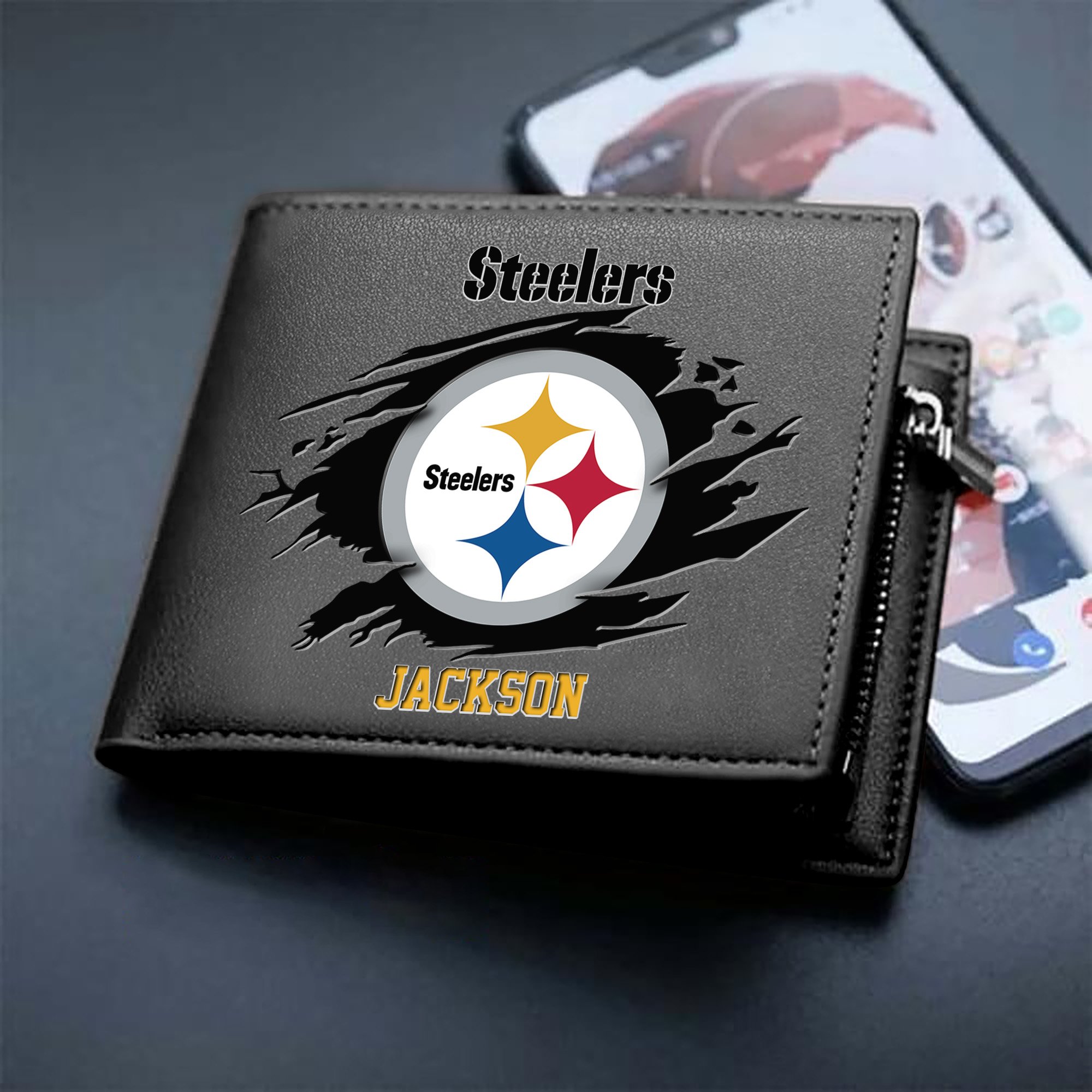 Pittsburgh Steelers Men Wallet 2024 Version Personalized Your Name, Sport Wallet For Fans, Gifts For Him ETHY-61597