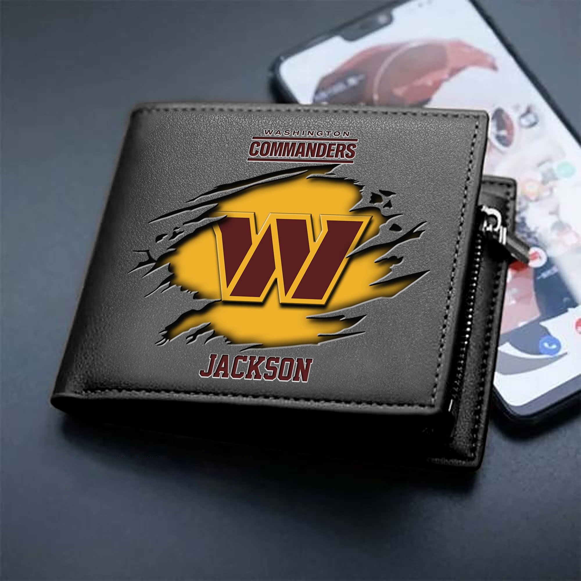 Washington Commanders Men Wallet 2024 Version Personalized Your Name, Sport Wallet For Fans, Gifts For Him ETHY-61597
