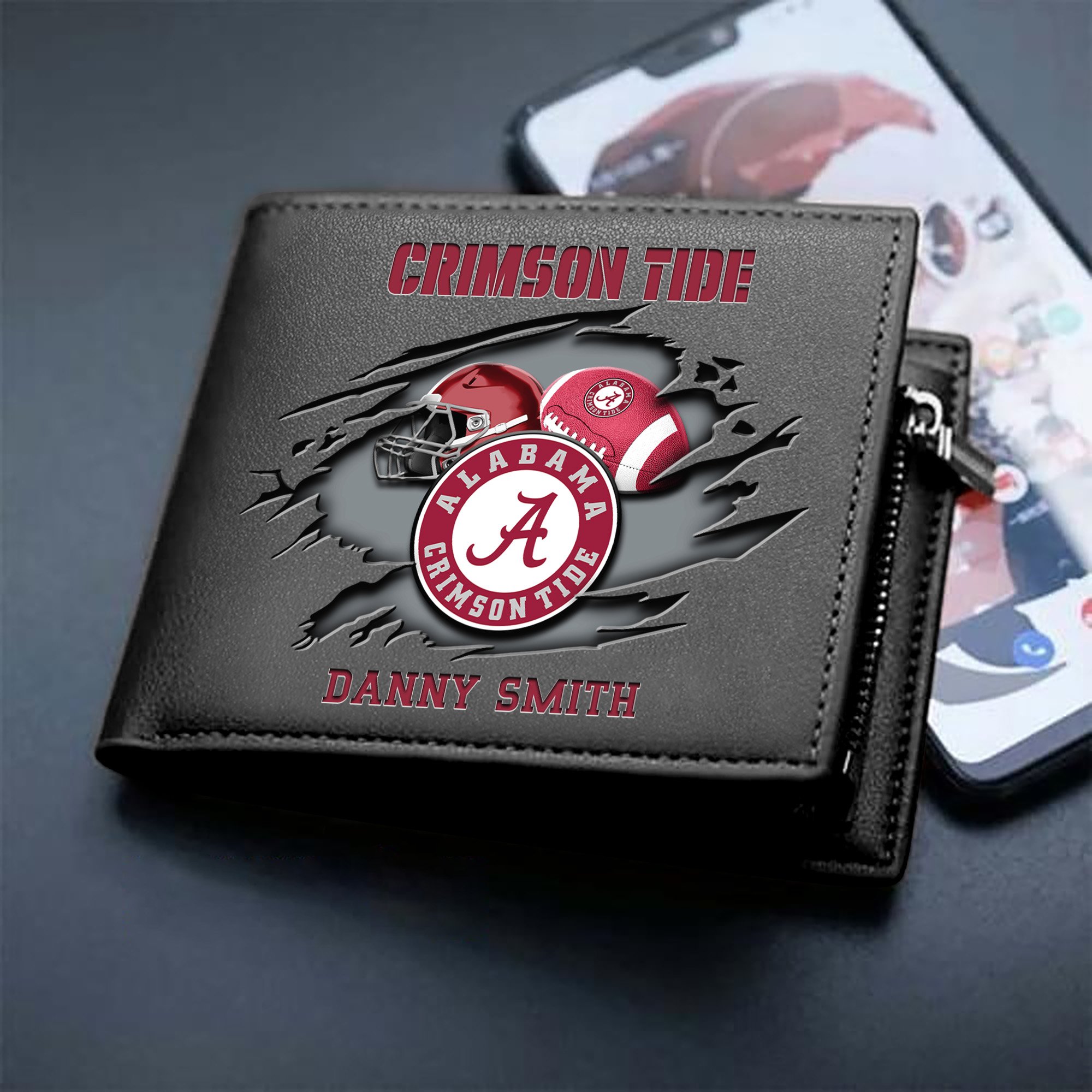 Alabama Crimson Tide Sport Men Wallet 2024 Version Custom Your Name, Sport Wallet For Football Fans, Sport Gifts ETHY-61737
