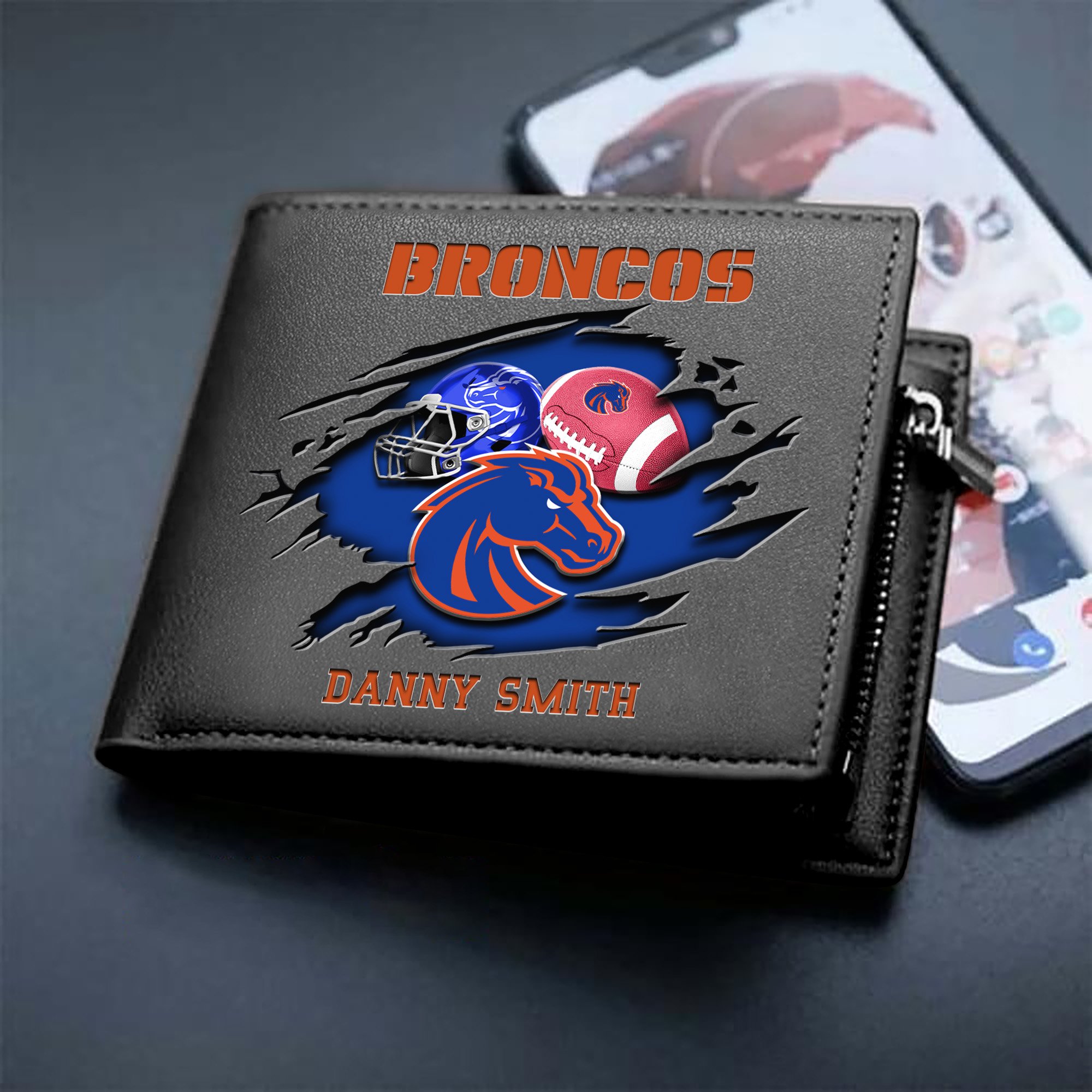 Boise State Broncos Sport Men Wallet 2024 Version Custom Your Name, Sport Wallet For Football Fans, Sport Gifts ETHY-61737