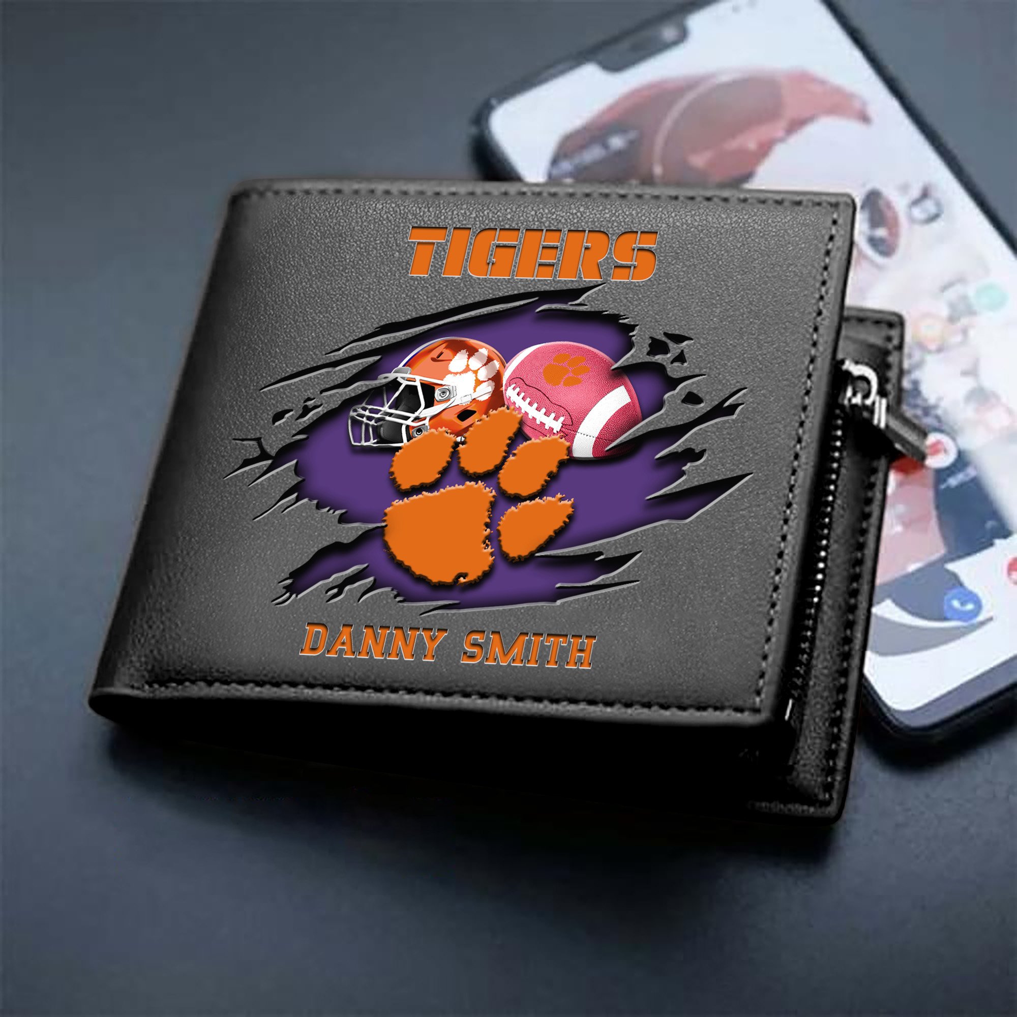 Clemson Tigers Sport Men Wallet 2024 Version Custom Your Name, Sport Wallet For Football Fans, Sport Gifts ETHY-61737