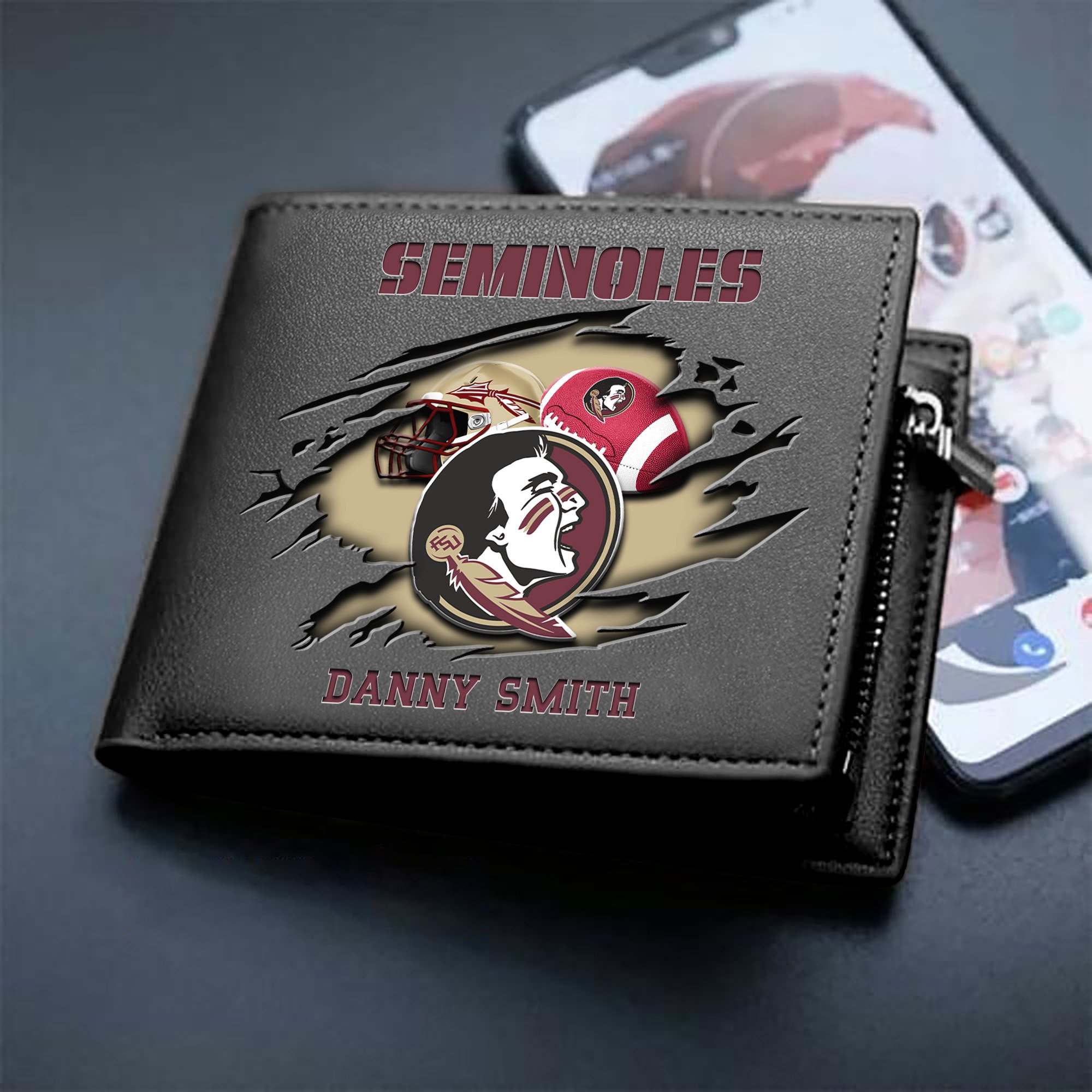 Florida State Seminoles Sport Men Wallet 2024 Version Custom Your Name, Sport Wallet For Football Fans, Sport Gifts ETHY-61737