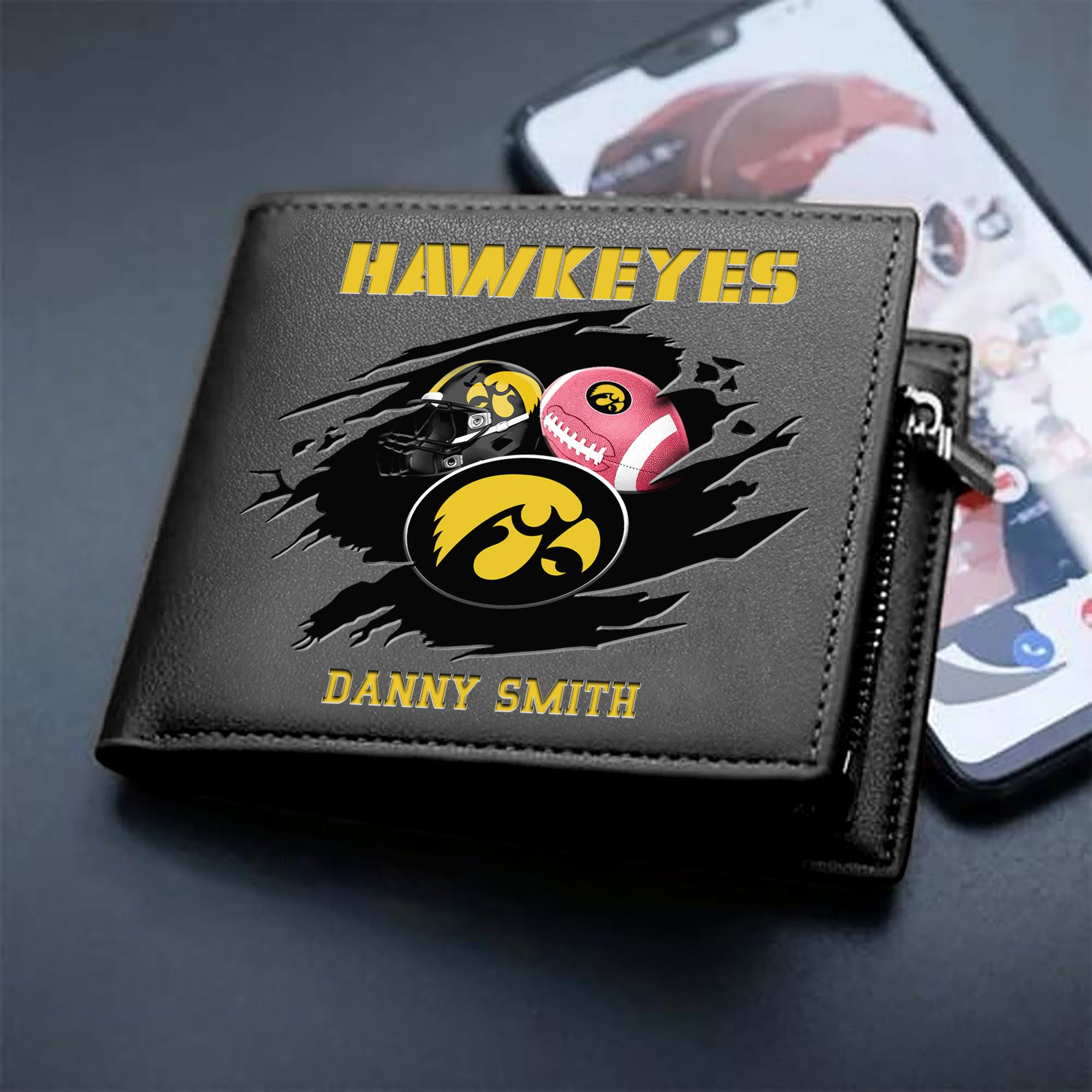 Iowa Hawkeyes Sport Men Wallet 2024 Version Custom Your Name, Sport Wallet For Football Fans, Sport Gifts ETHY-61737