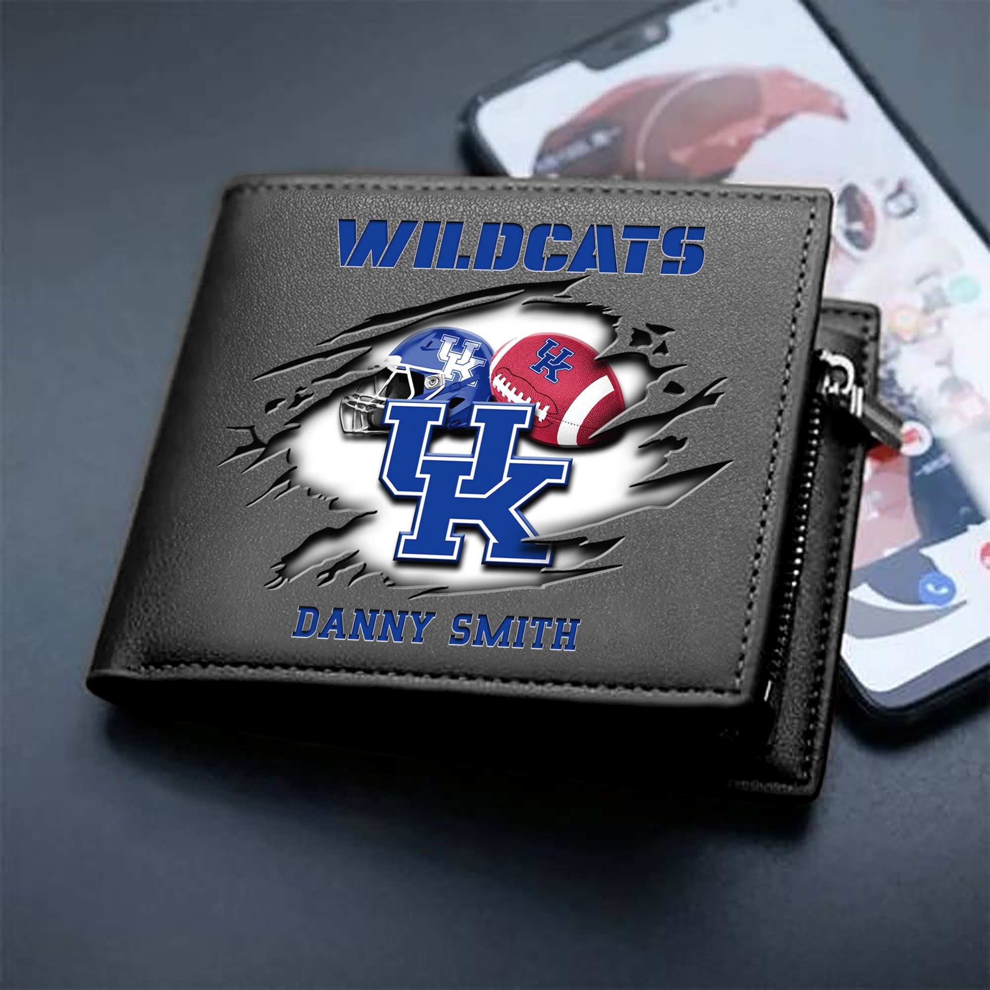 Kentucky Wildcats Sport Men Wallet 2024 Version Custom Your Name, Sport Wallet For Football Fans, Sport Gifts ETHY-61737
