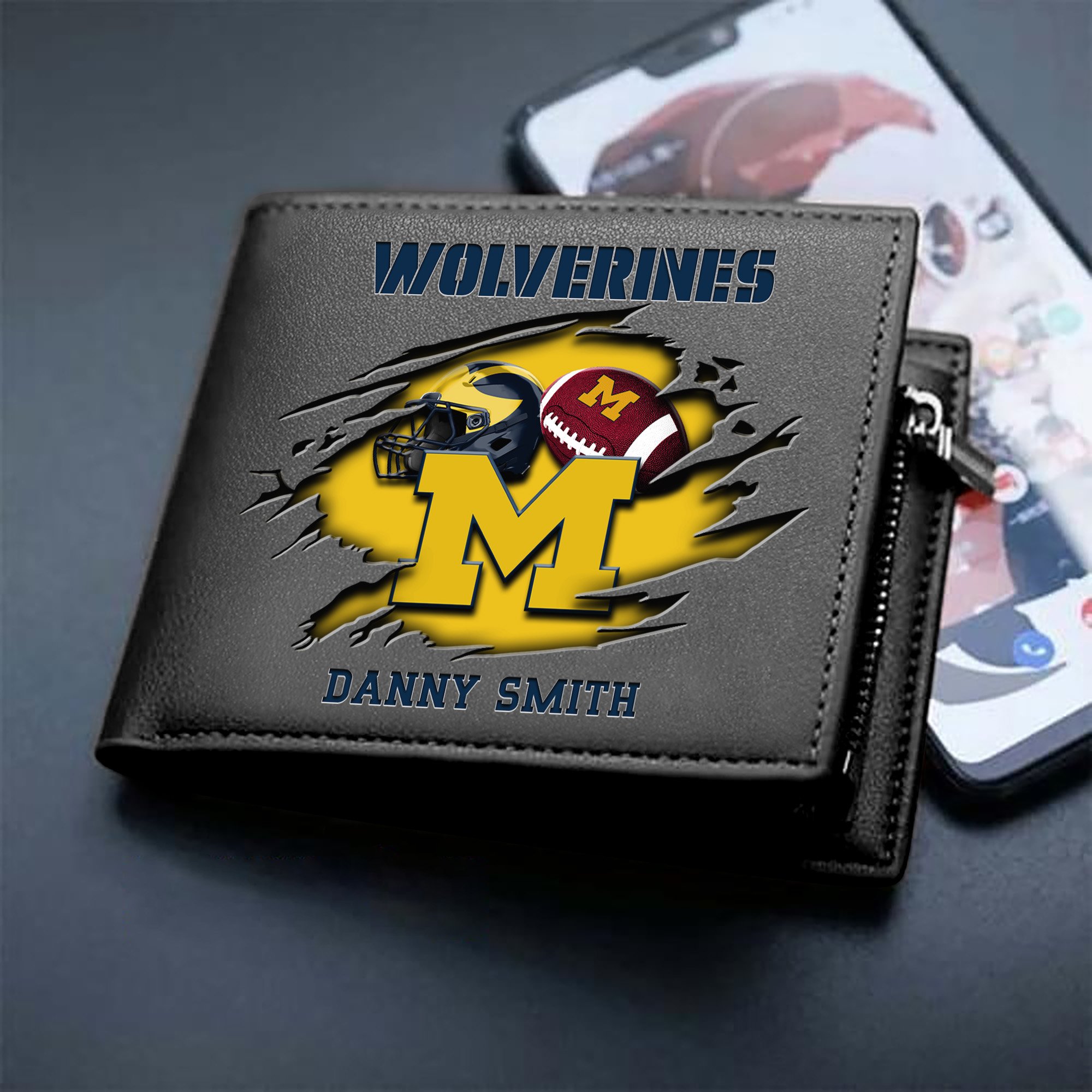 Michigan Wolverines Sport Men Wallet 2024 Version Custom Your Name, Sport Wallet For Football Fans, Sport Gifts ETHY-61737