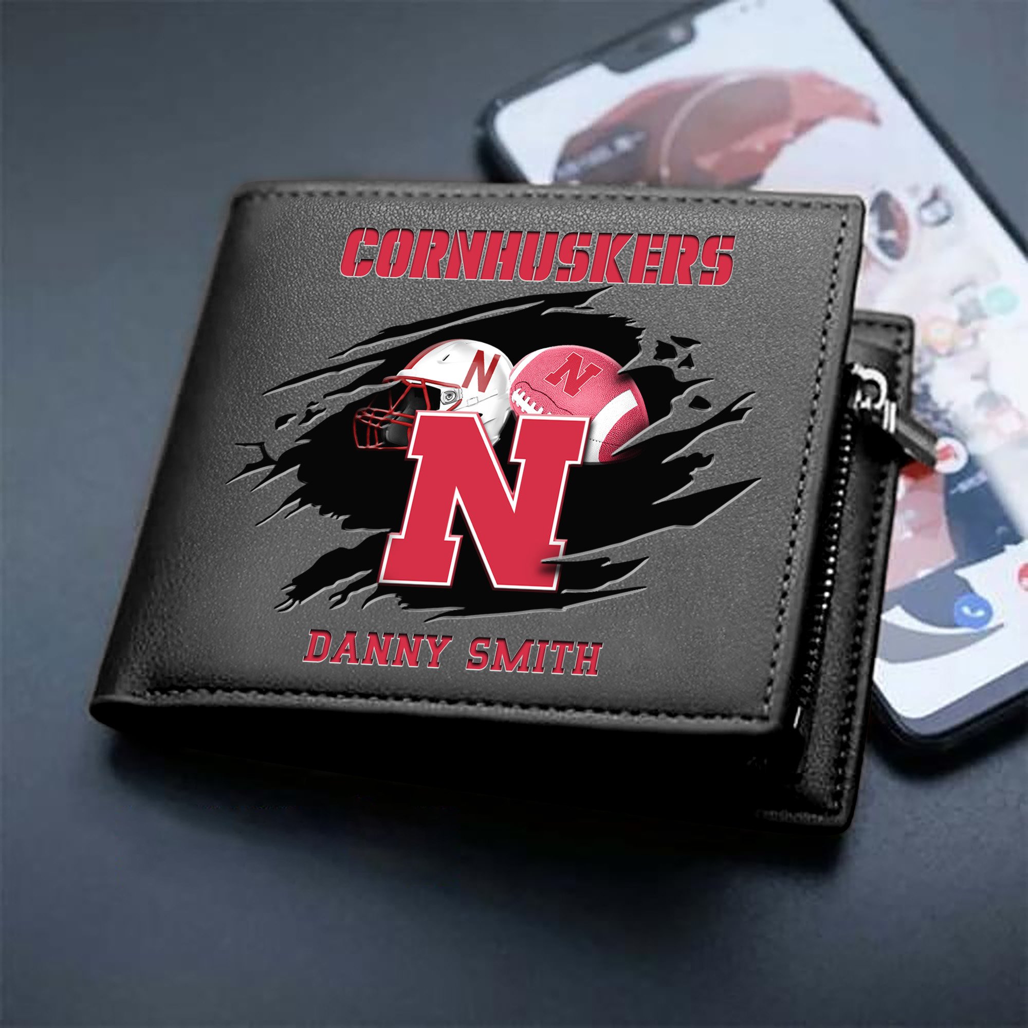 Nebraska Cornhuskers Sport Men Wallet 2024 Version Custom Your Name, Sport Wallet For Football Fans, Sport Gifts ETHY-61737