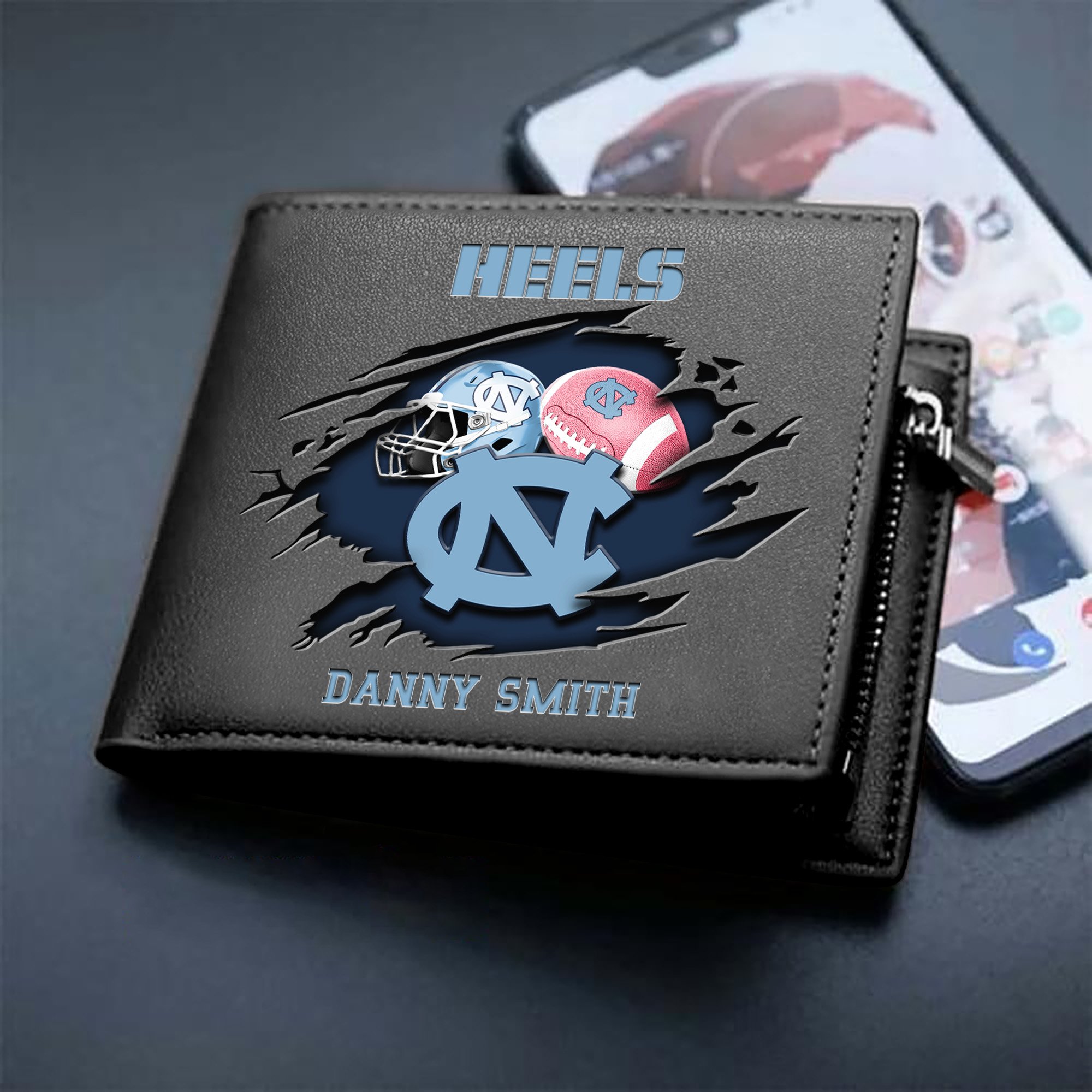 North Carolina Tar Heels Sport Men Wallet 2024 Version Custom Your Name, Sport Wallet For Football Fans, Sport Gifts ETHY-61737