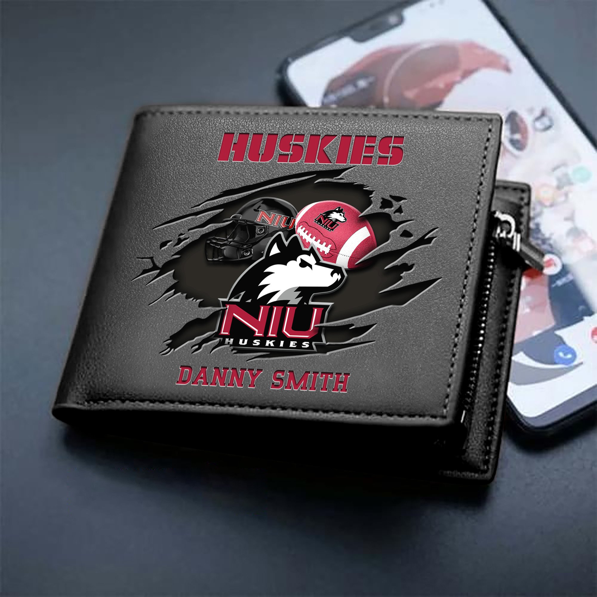 Northern Illinois Huskies Sport Men Wallet 2024 Version Custom Your Name, Sport Wallet For Football Fans, Sport Gifts ETHY-61737