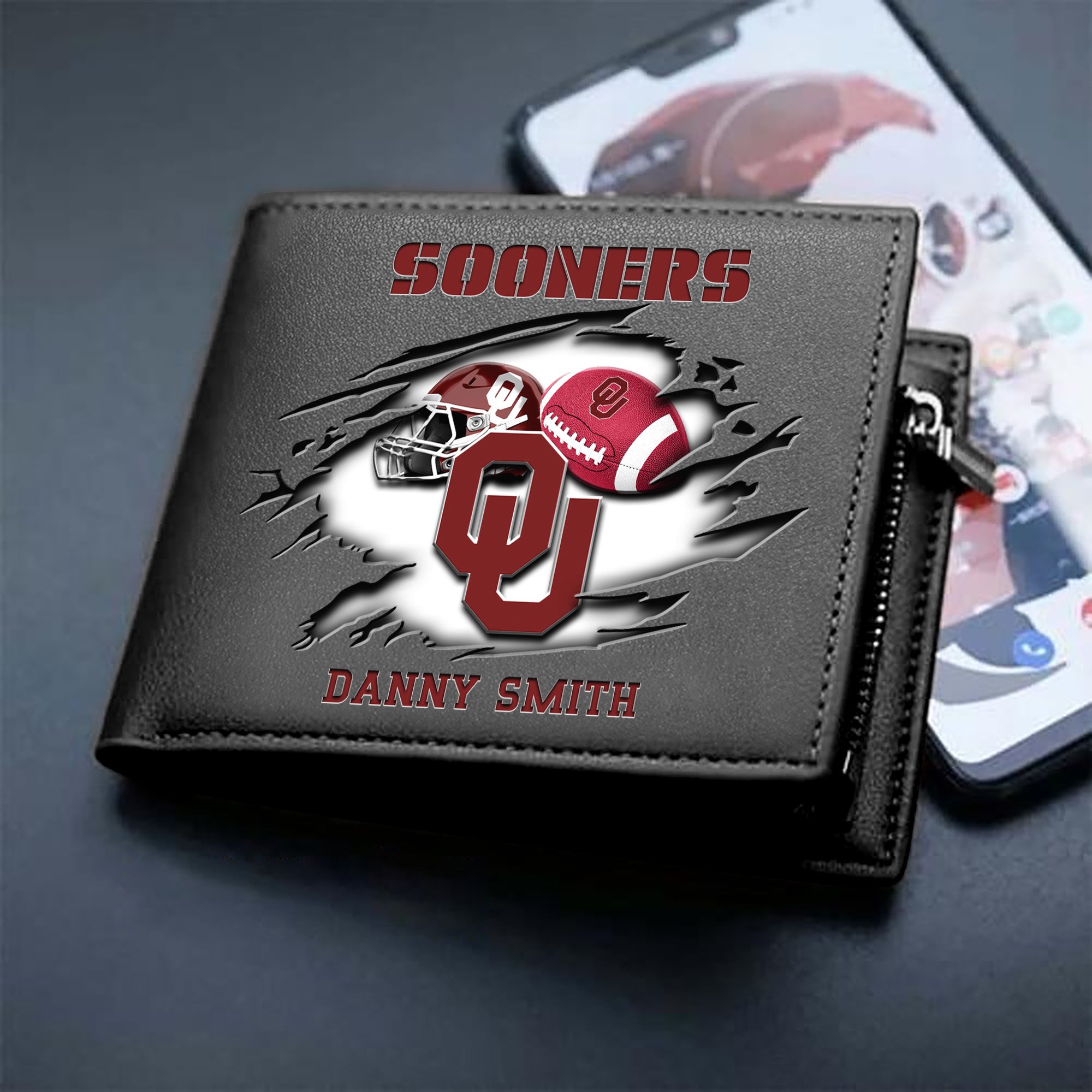 Oklahoma Sooners Sport Men Wallet 2024 Version Custom Your Name, Sport Wallet For Football Fans, Sport Gifts ETHY-61737