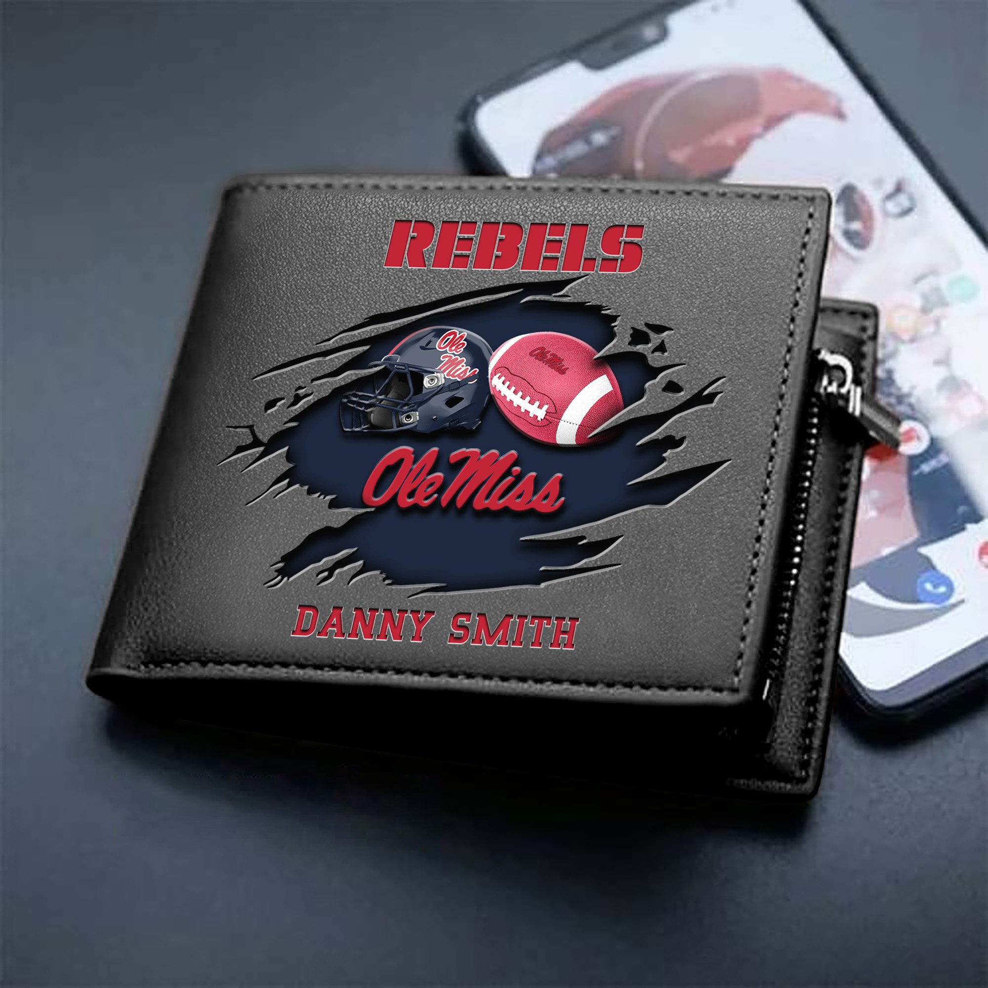 Ole Miss Rebels Sport Men Wallet 2024 Version Custom Your Name, Sport Wallet For Football Fans, Sport Gifts ETHY-61737