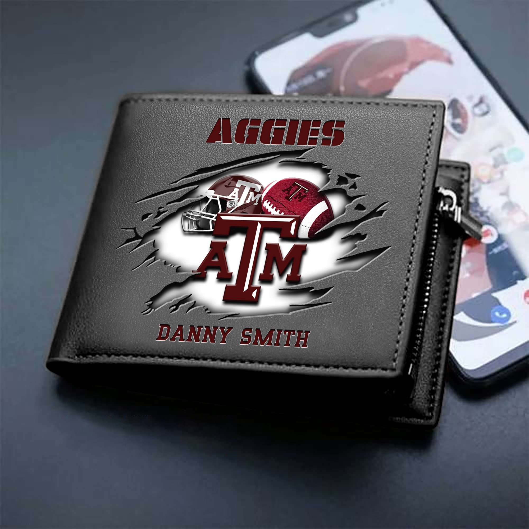 Texas A&M Aggies Sport Men Wallet 2024 Version Custom Your Name, Sport Wallet For Football Fans, Sport Gifts ETHY-61737