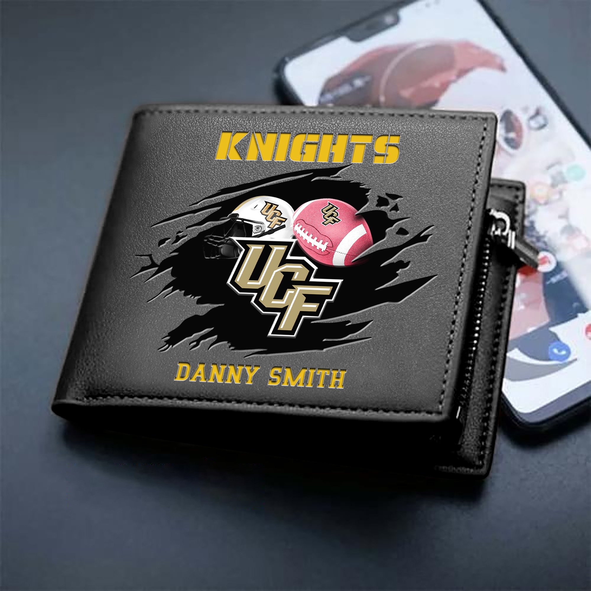 UCF Knights Sport Men Wallet 2024 Version Custom Your Name, Sport Wallet For Football Fans, Sport Gifts ETHY-61737