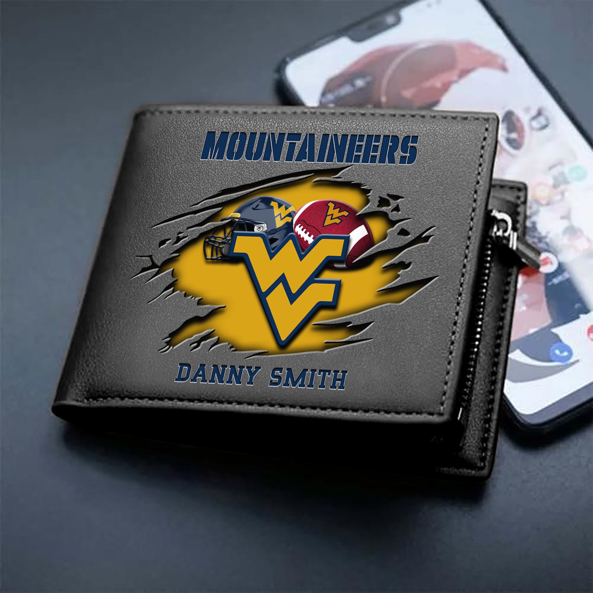 West Virginia Mountaineers Sport Men Wallet 2024 Version Custom Your Name, Sport Wallet For Football Fans, Sport Gifts ETHY-61737