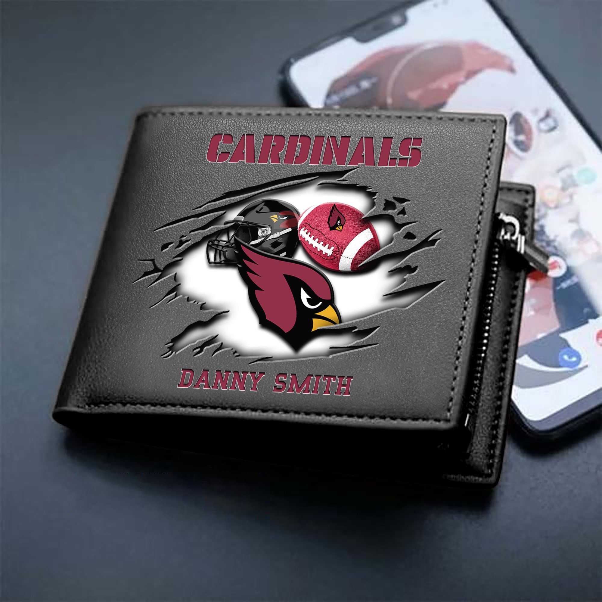 Arizona Cardinals Sport Men Wallet 2024 Version Custom Your Name, Sport Wallet For Football Fans, Sport Gifts ETHY-61737