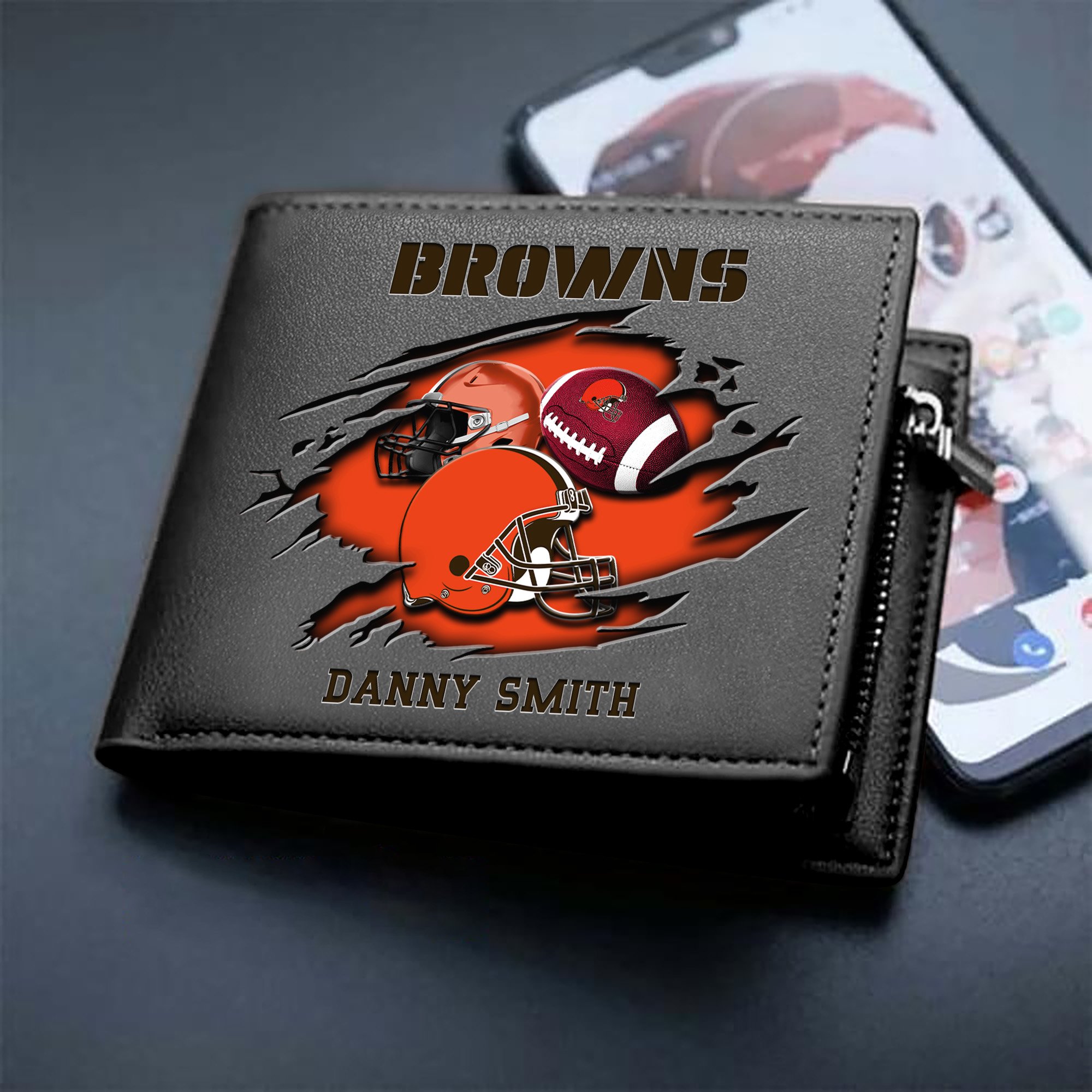 Cleveland Browns Sport Men Wallet 2024 Version Custom Your Name, Sport Wallet For Football Fans, Sport Gifts ETHY-61737