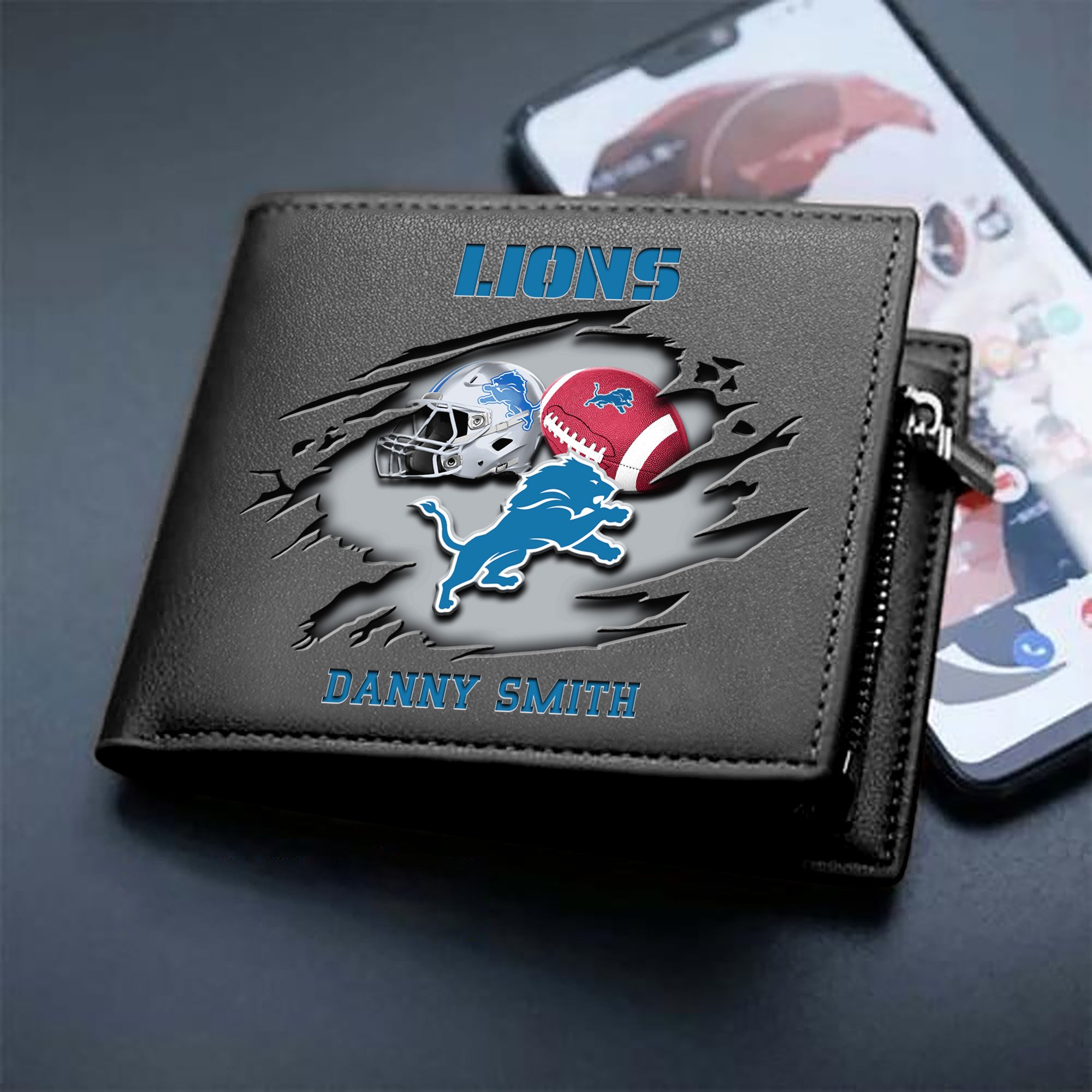 Detroit Lions Sport Men Wallet 2024 Version Custom Your Name, Sport Wallet For Football Fans, Sport Gifts ETHY-61737