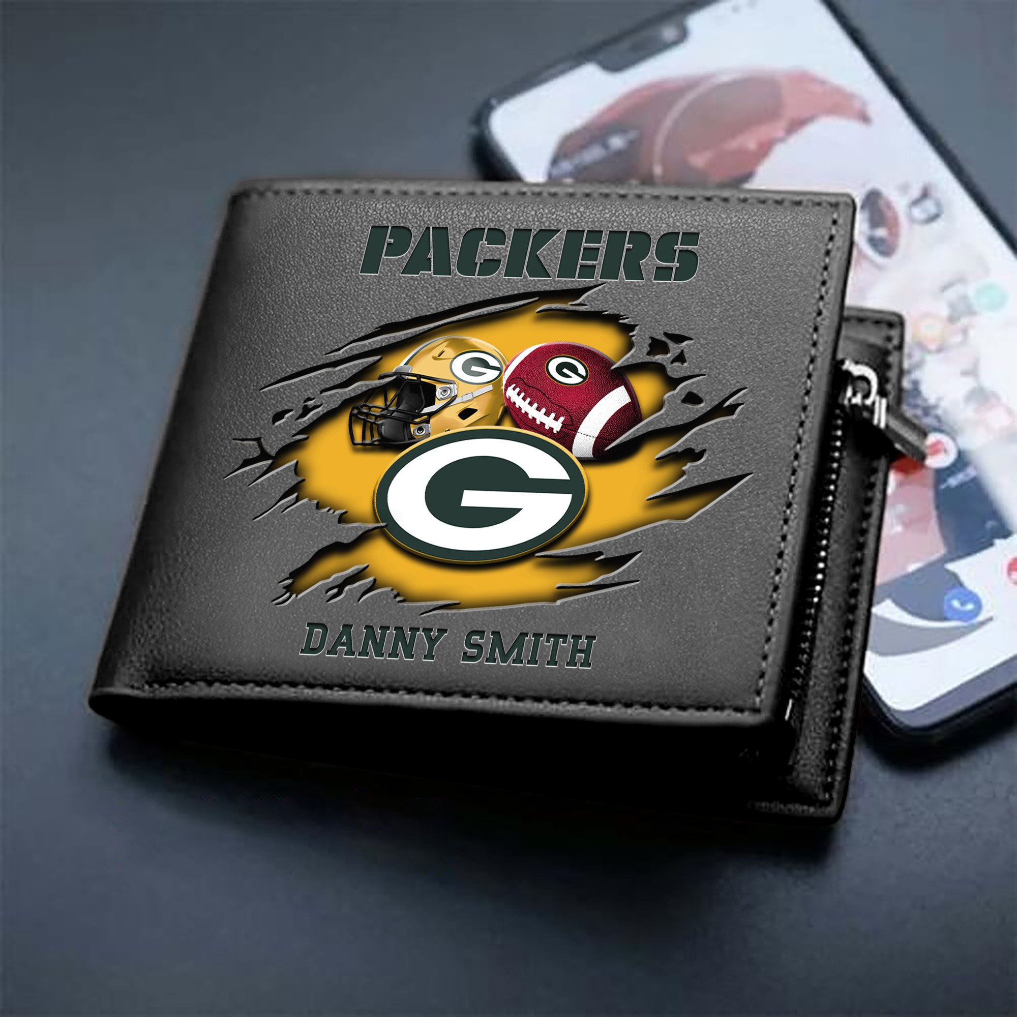 Green Bay Packers Sport Men Wallet 2024 Version Custom Your Name, Sport Wallet For Football Fans, Sport Gifts ETHY-61737