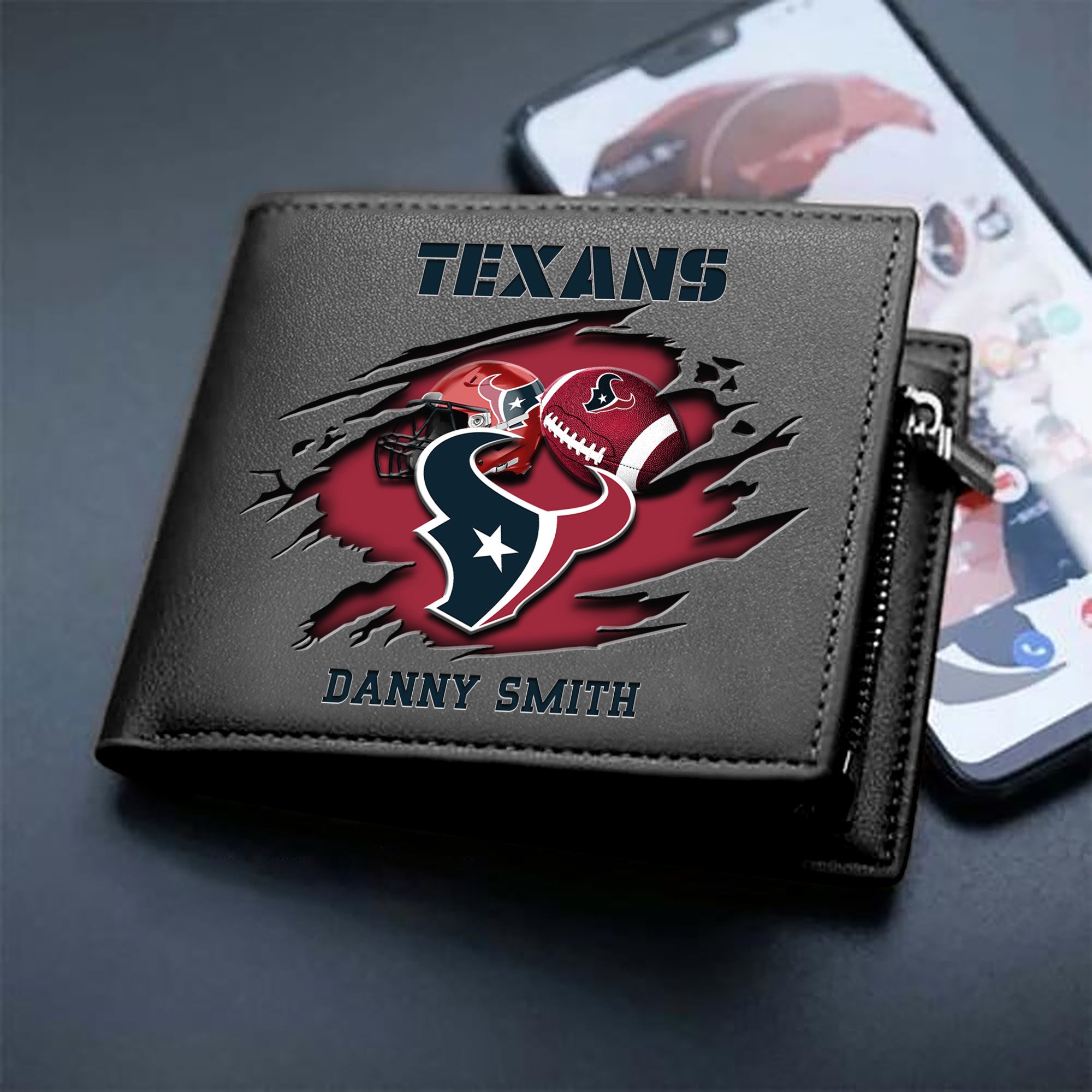 Houston Texans Sport Men Wallet 2024 Version Custom Your Name, Sport Wallet For Football Fans, Sport Gifts ETHY-61737