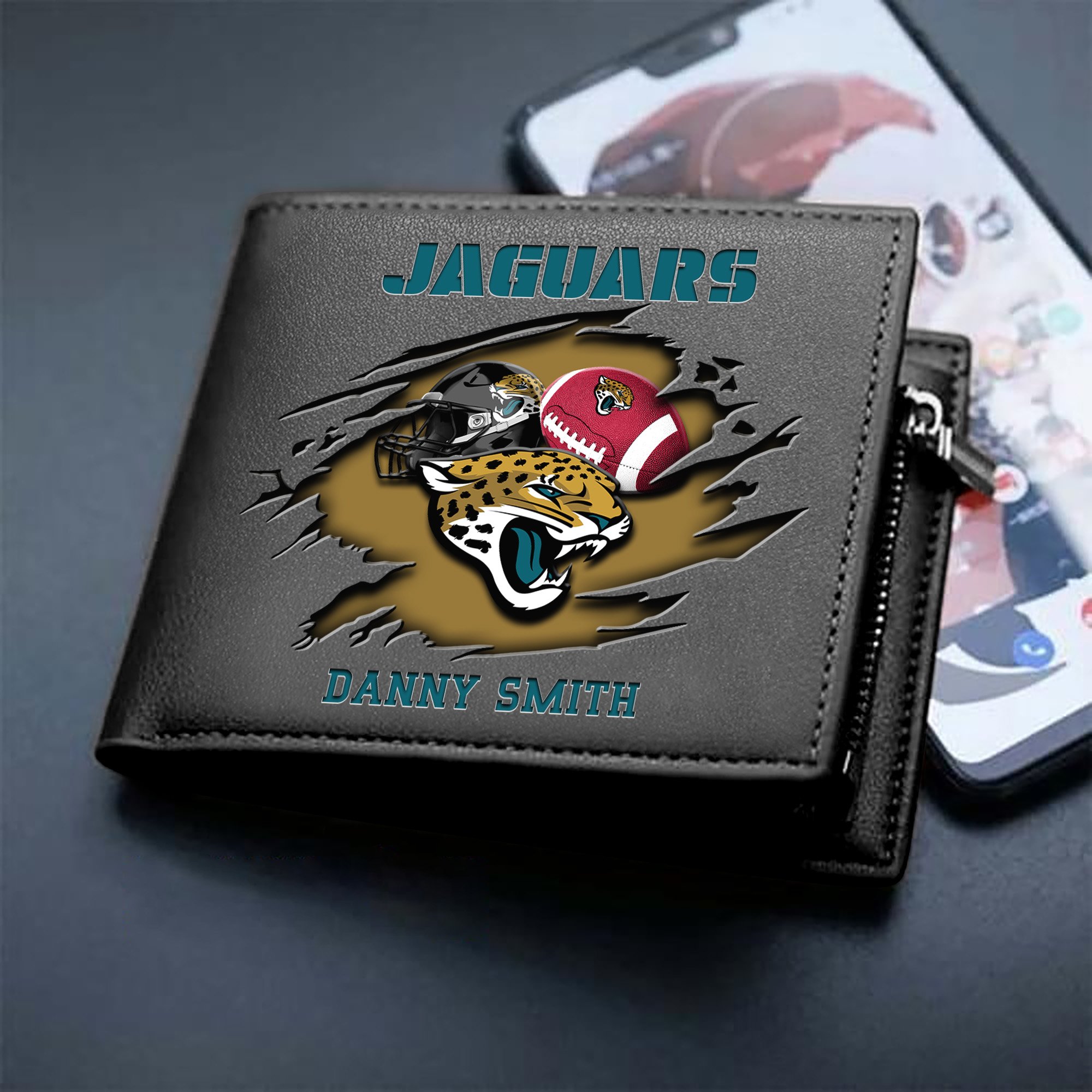 Jacksonville Jaguars Sport Men Wallet 2024 Version Custom Your Name, Sport Wallet For Football Fans, Sport Gifts ETHY-61737