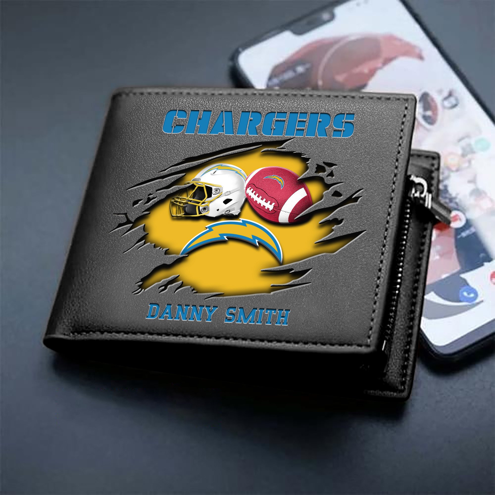 Los Angeles Chargers Sport Men Wallet 2024 Version Custom Your Name, Sport Wallet For Football Fans, Sport Gifts ETHY-61737