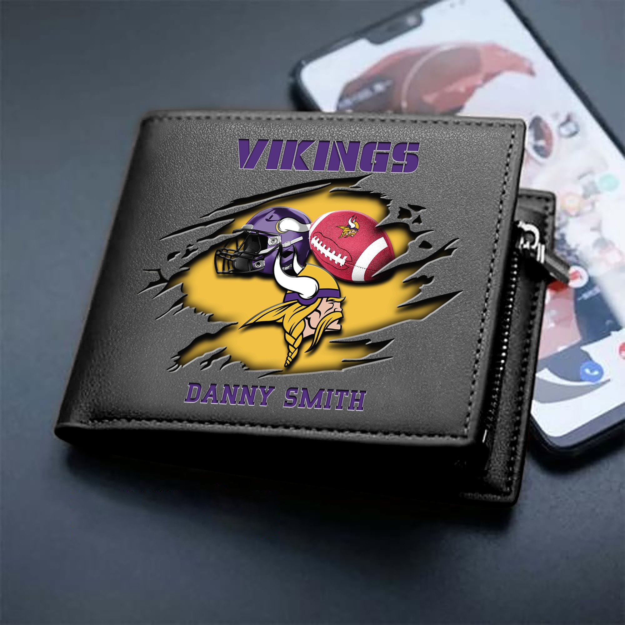 Minnesota Vikings Sport Men Wallet 2024 Version Custom Your Name, Sport Wallet For Football Fans, Sport Gifts ETHY-61737