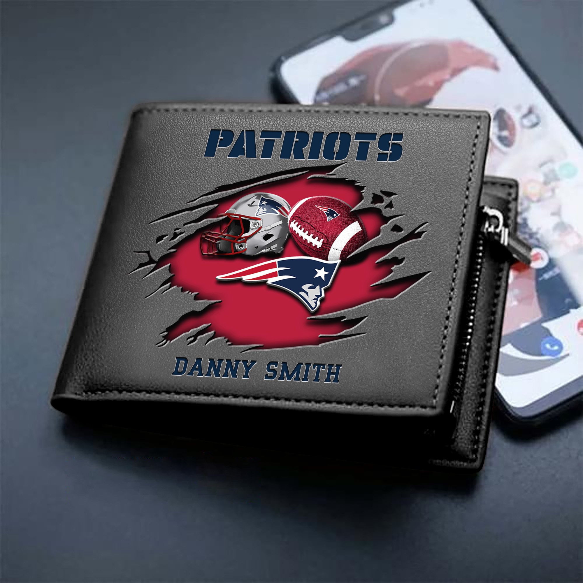 New England Patriots Sport Men Wallet 2024 Version Custom Your Name, Sport Wallet For Football Fans, Sport Gifts ETHY-61737