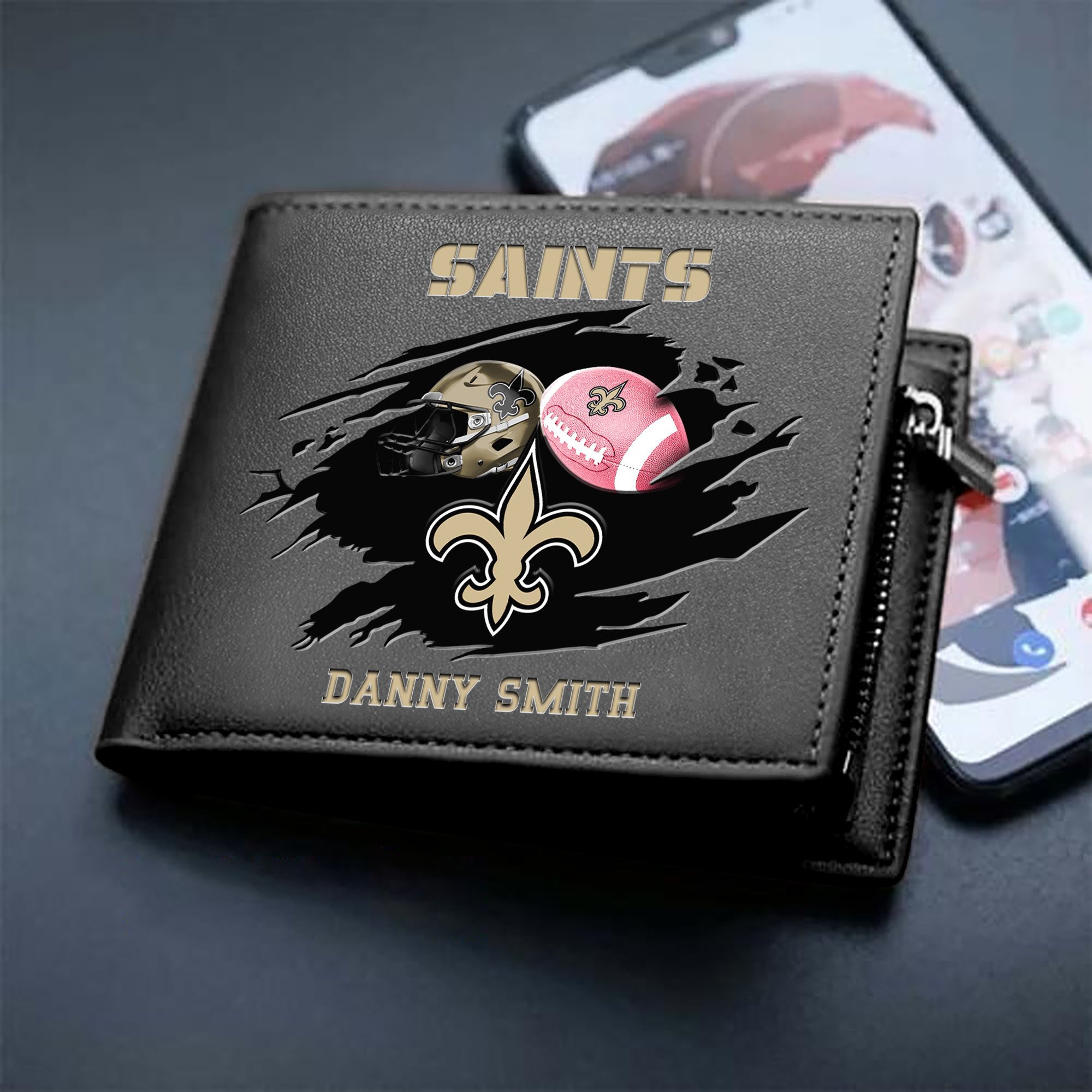 New Orleans Saints Sport Men Wallet 2024 Version Custom Your Name, Sport Wallet For Football Fans, Sport Gifts ETHY-61737