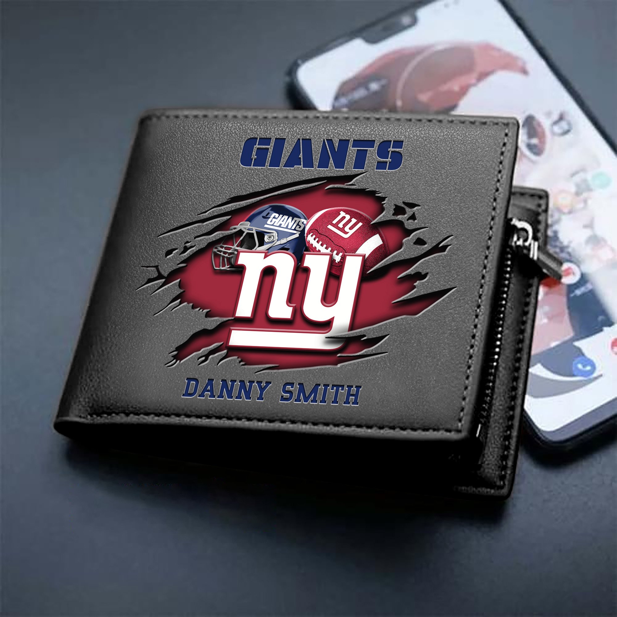 New York Giants Sport Men Wallet 2024 Version Custom Your Name, Sport Wallet For Football Fans, Sport Gifts ETHY-61737