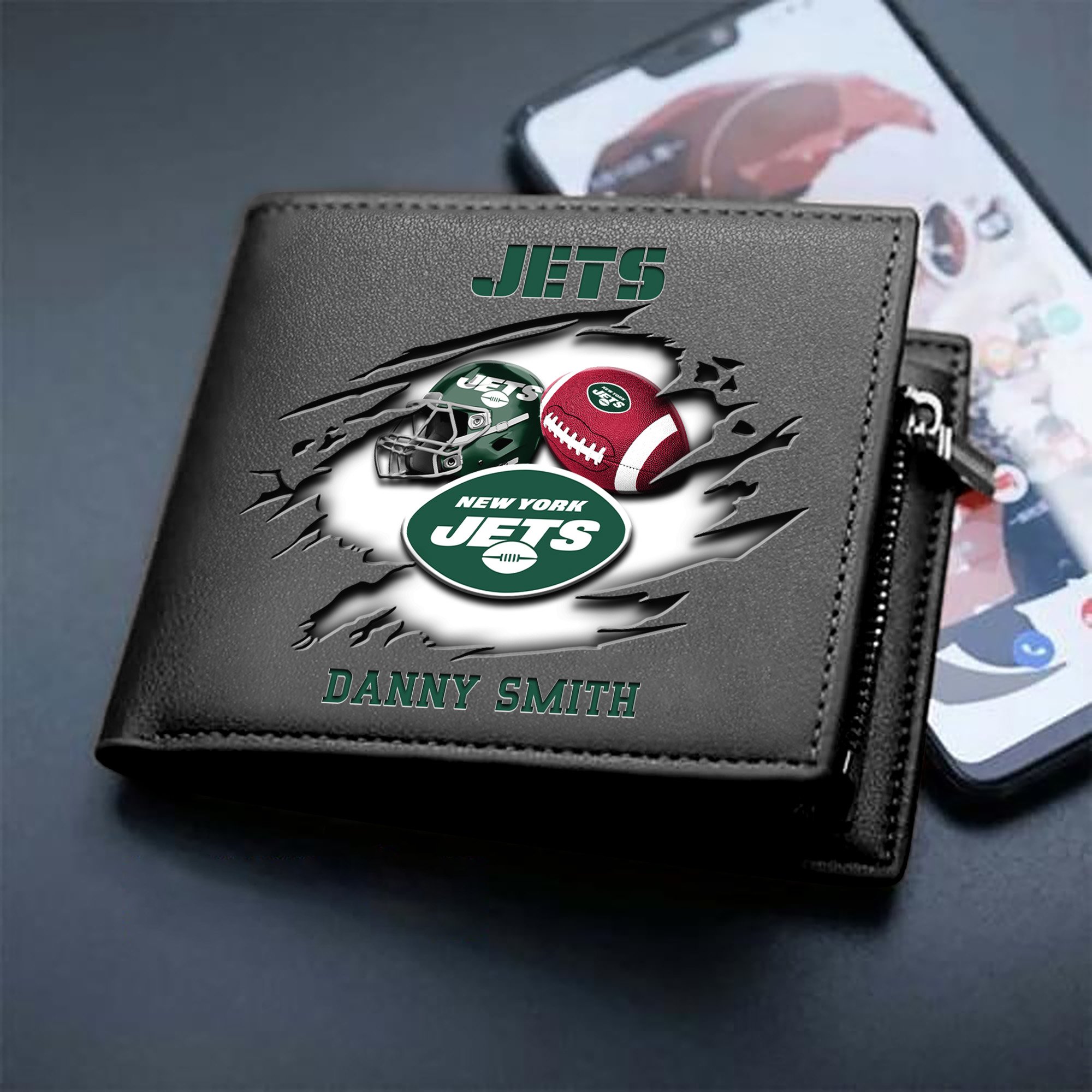 New York Jets Sport Men Wallet 2024 Version Custom Your Name, Sport Wallet For Football Fans, Sport Gifts ETHY-61737