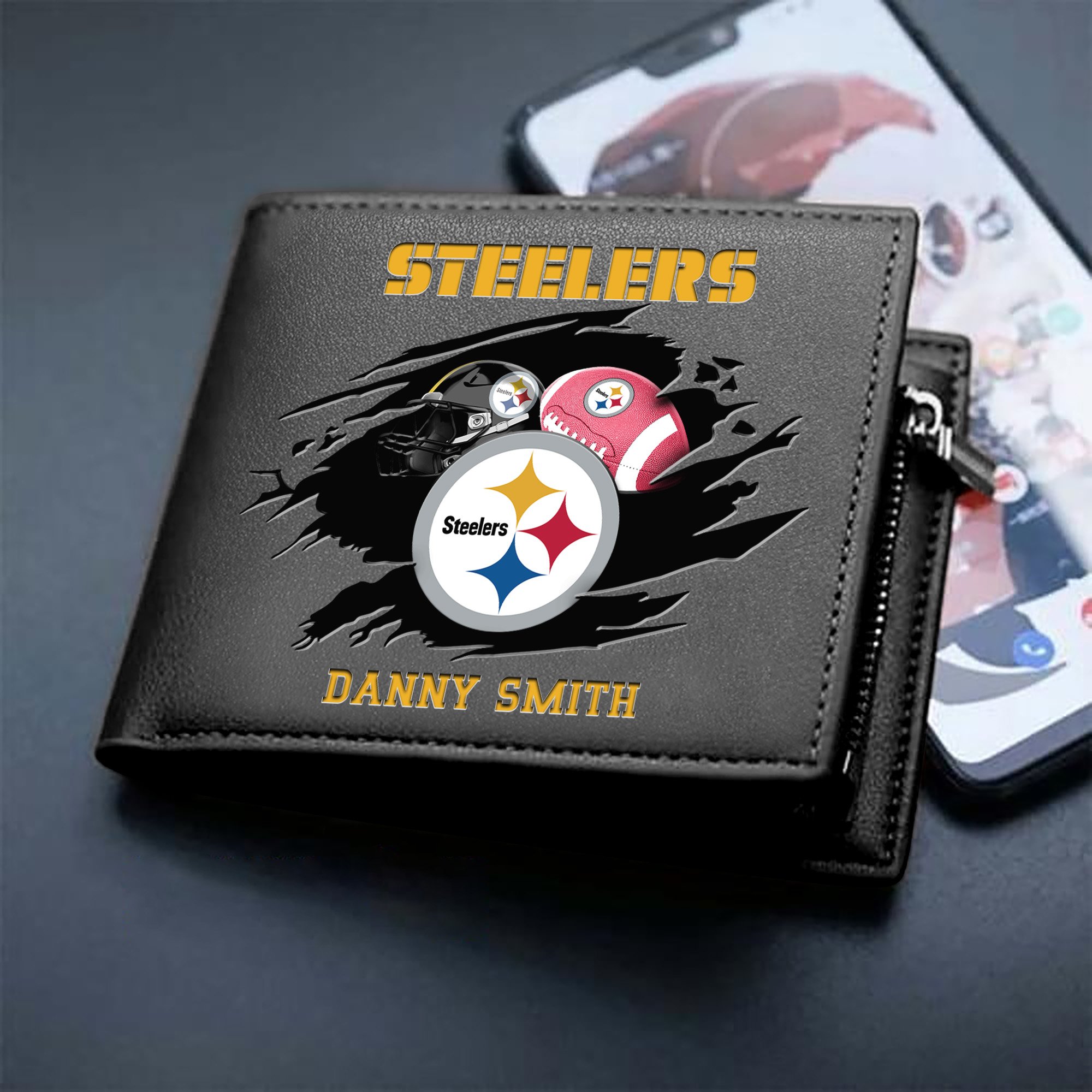 Pittsburgh Steelers Sport Men Wallet 2024 Version Custom Your Name, Sport Wallet For Football Fans, Sport Gifts ETHY-61737