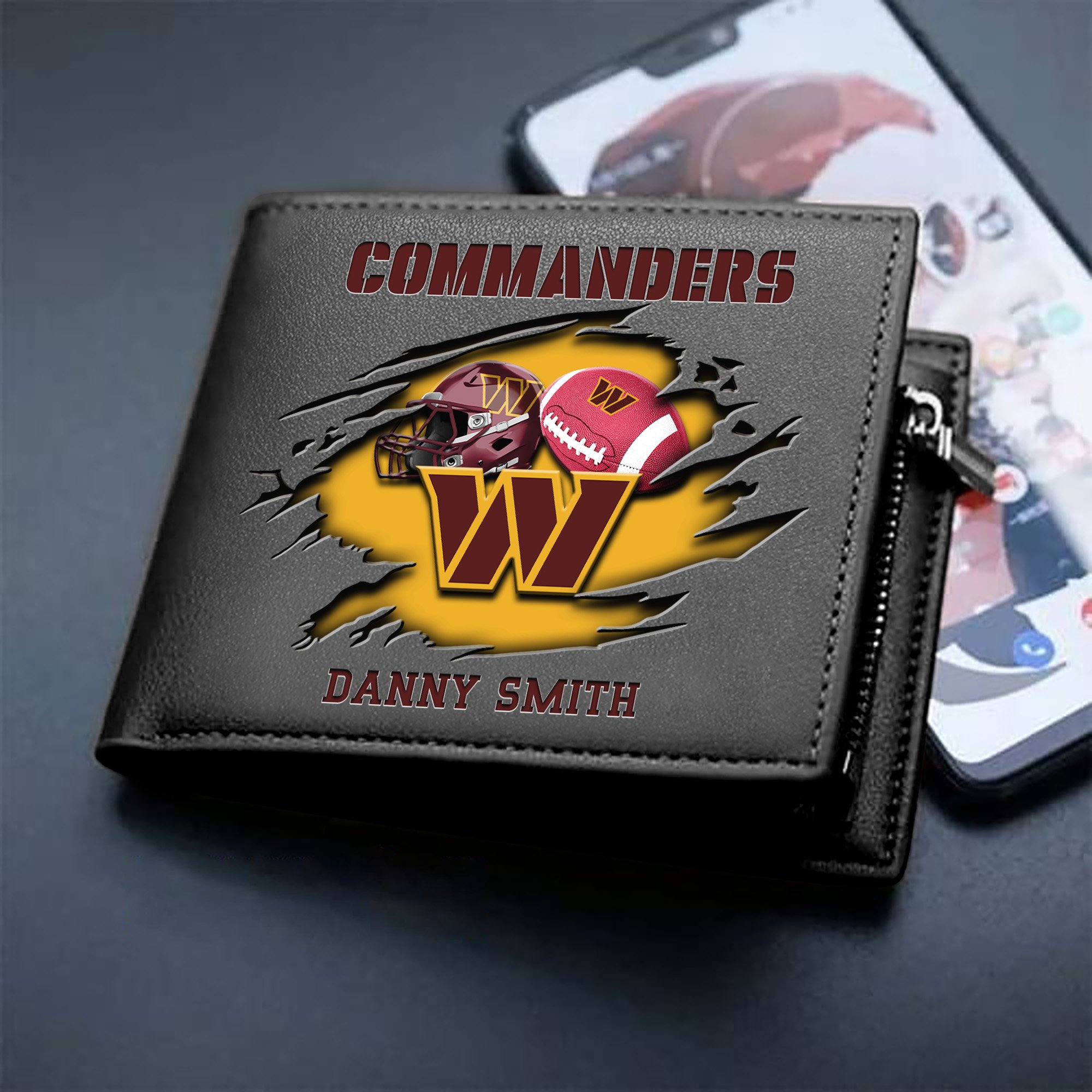 Washington Commanders Sport Men Wallet 2024 Version Custom Your Name, Sport Wallet For Football Fans, Sport Gifts ETHY-61737