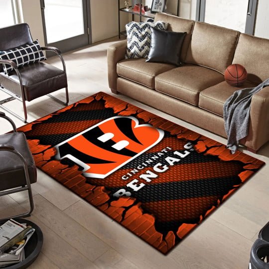 Cincinnati Bengals Living Room Rug 2024 Versions, Football Team Living Room Rug, FootBall Fan Gifts EHIVM-53640