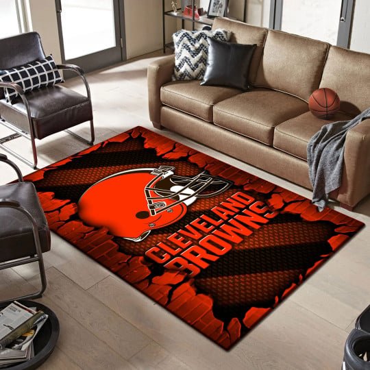 Cleveland Browns Living Room Rug 2024 Versions, Football Team Living Room Rug, FootBall Fan Gifts EHIVM-53640