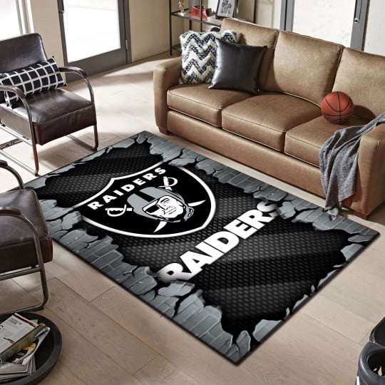 Las Vegas Raiders Living Room Rug 2024 Versions, Football Team Living Room Rug, FootBall Fan Gifts EHIVM-53640