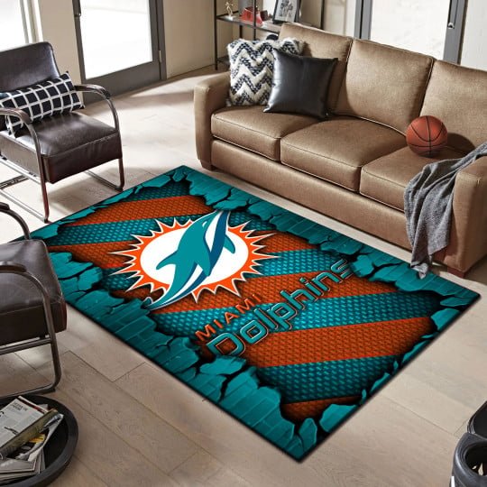 Miami Dolphins Living Room Rug 2024 Versions, Football Team Living Room Rug, FootBall Fan Gifts EHIVM-53640