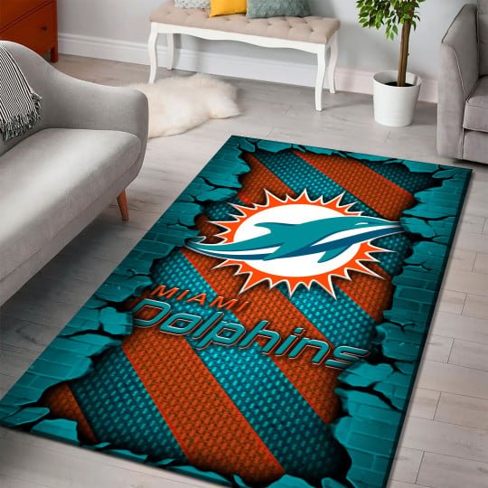 Alternative view of Miami Dolphins Living Room Rug 2024 Versions, Football Team Living Room Rug, FootBall Fan Gifts EHIVM-53640