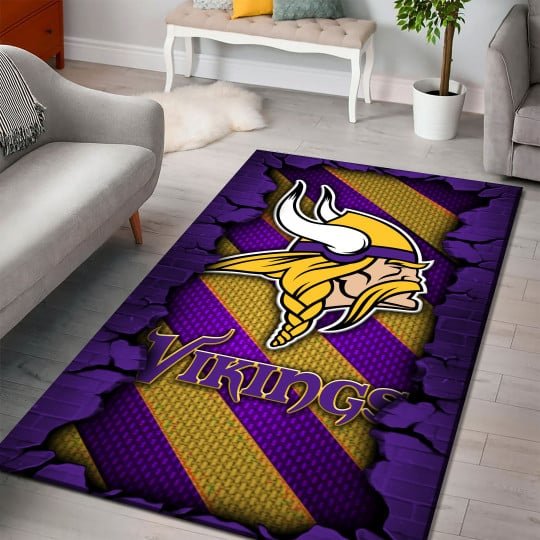 Alternative view of Minnesota Vikings Living Room Rug 2024 Versions, Football Team Living Room Rug, FootBall Fan Gifts EHIVM-53640