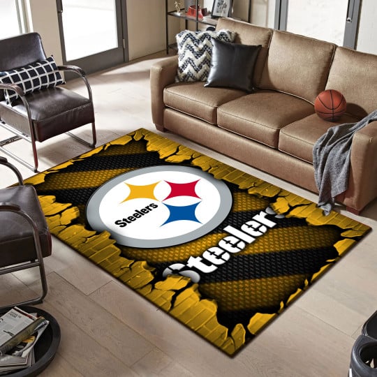 Pittsburgh Steelers Living Room Rug 2024 Versions, Football Team Living Room Rug, FootBall Fan Gifts EHIVM-53640
