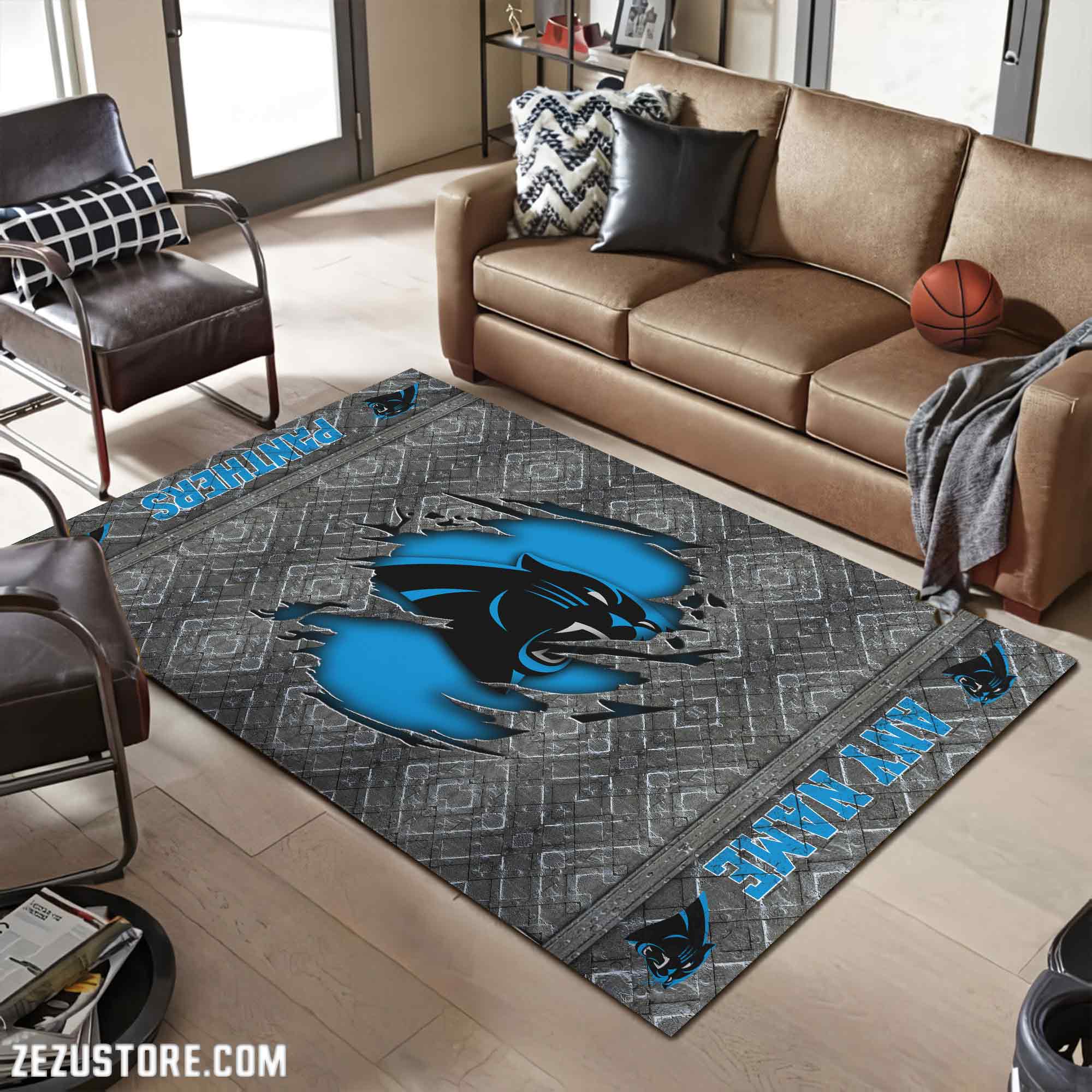 Carolina Panthers Living Room Rug, Football Team Living Room Rug 2024 Versions, FootBall Fan Gifts EHIVM-53669