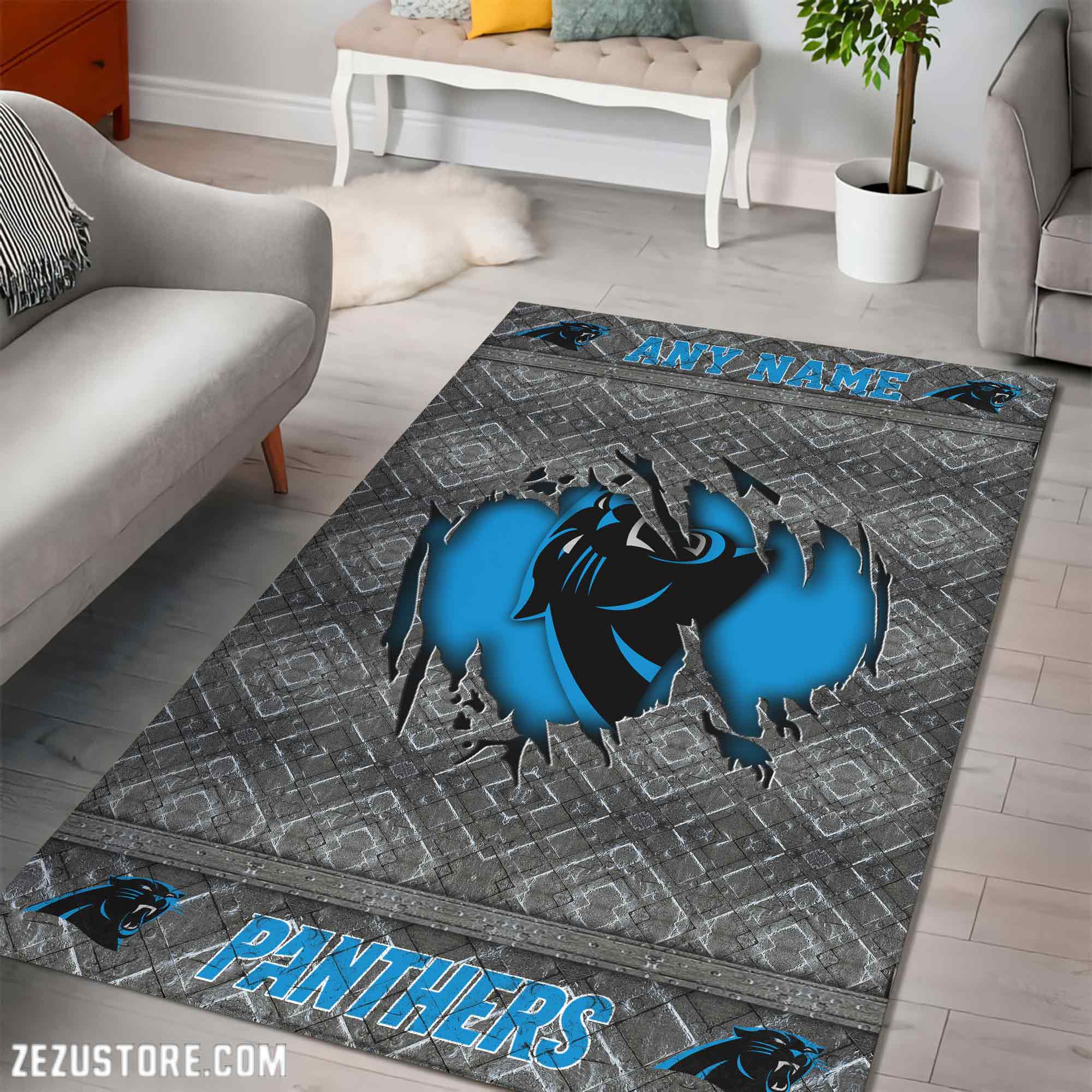 Alternative view of Carolina Panthers Living Room Rug, Football Team Living Room Rug 2024 Versions, FootBall Fan Gifts EHIVM-53669