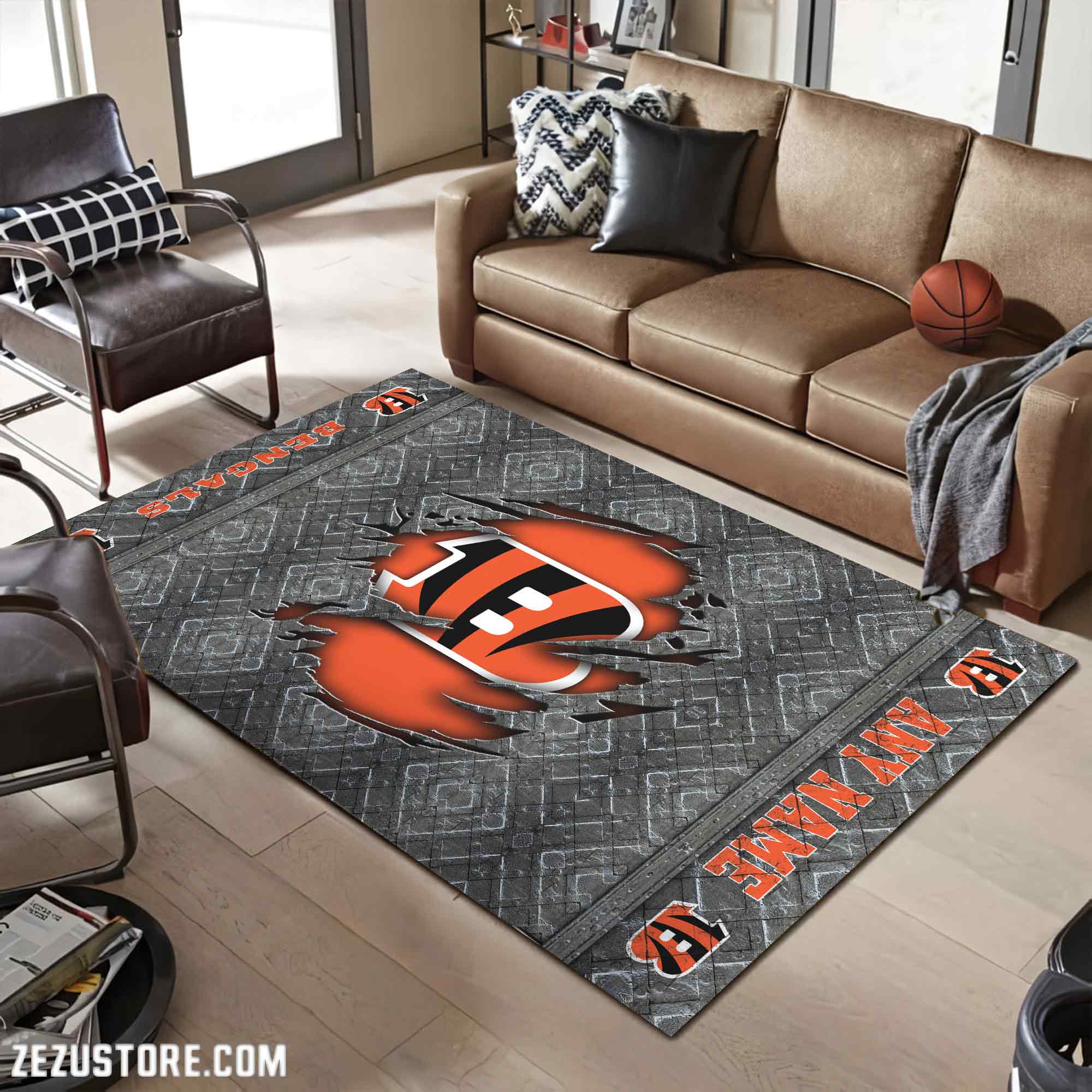 Cincinnati Bengals Living Room Rug, Football Team Living Room Rug 2024 Versions, FootBall Fan Gifts EHIVM-53669