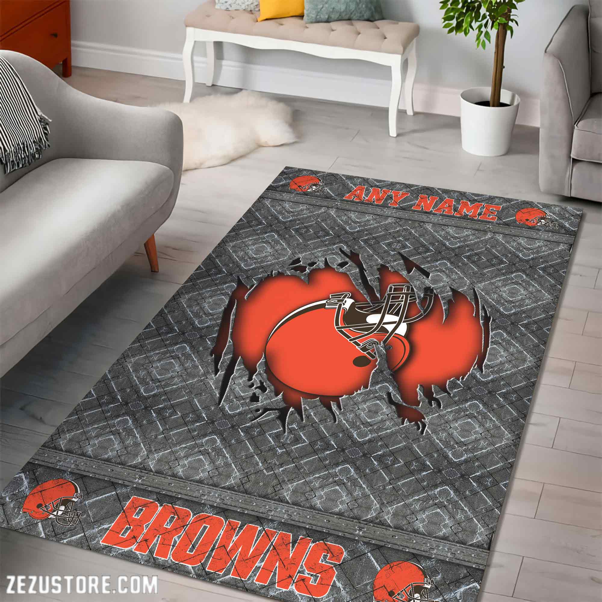 Alternative view of Cleveland Browns Living Room Rug, Football Team Living Room Rug 2024 Versions, FootBall Fan Gifts EHIVM-53669